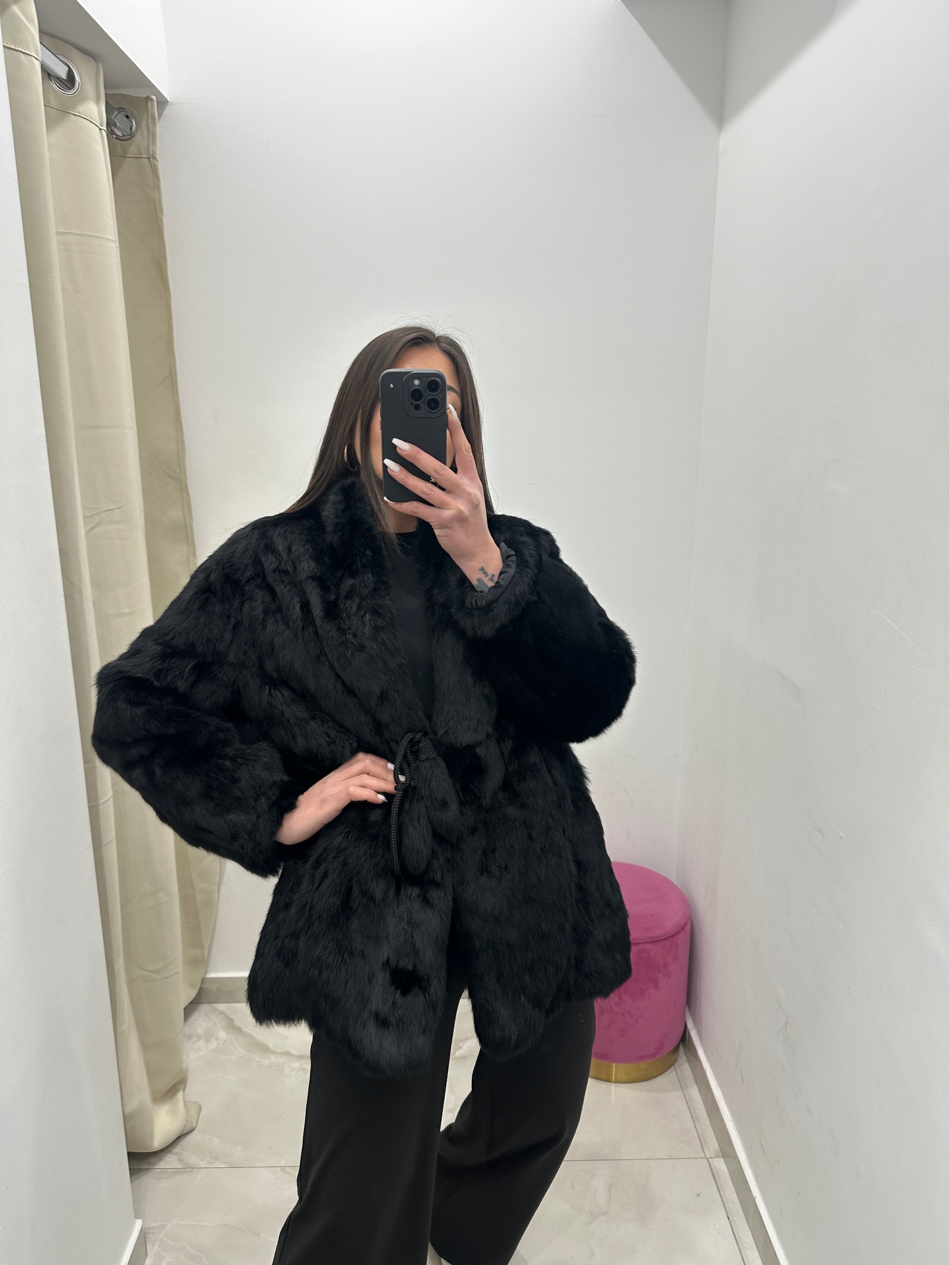 Pelliccia vera vintage nera