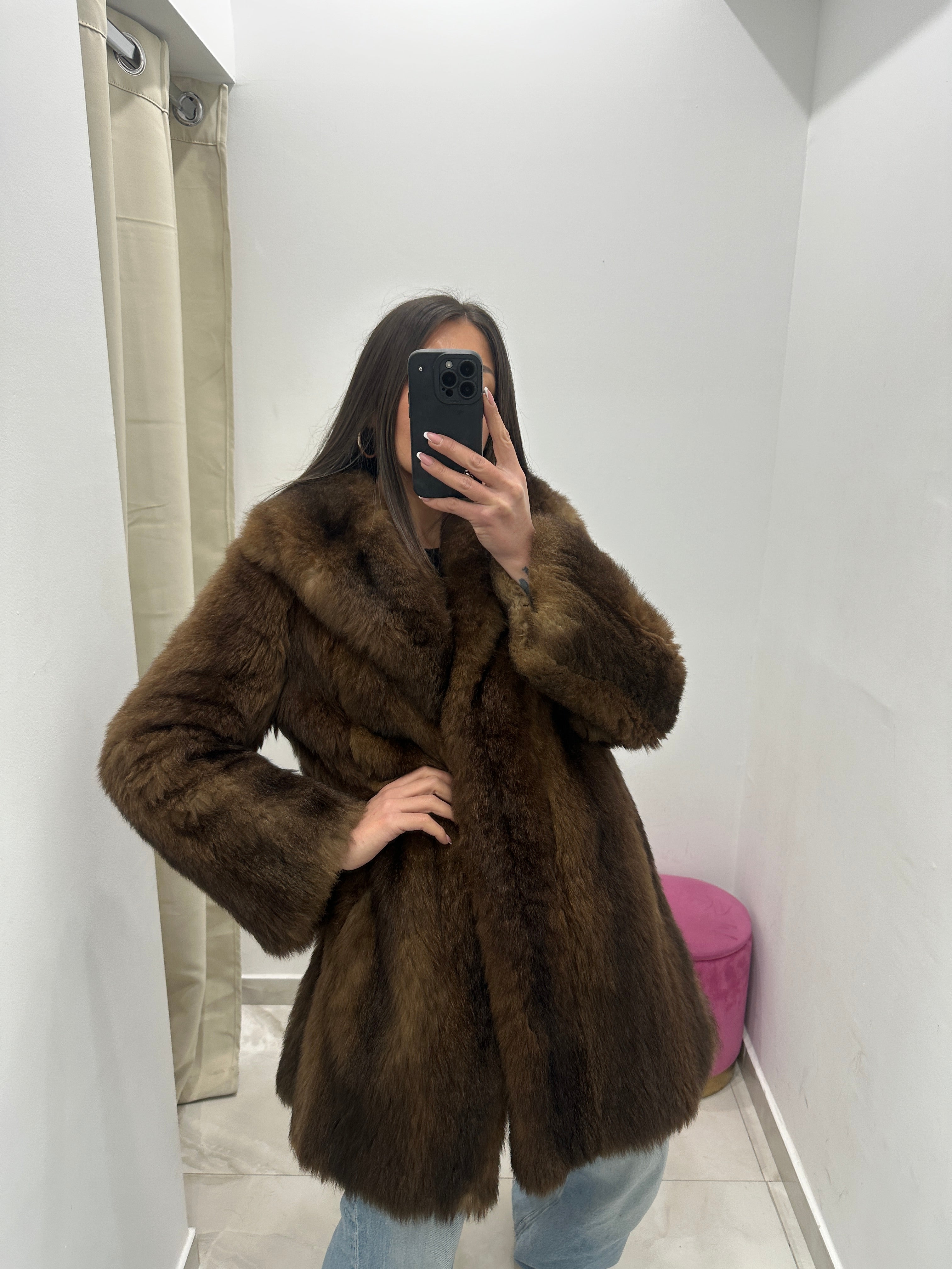 Pelliccia vera vintage bicolor