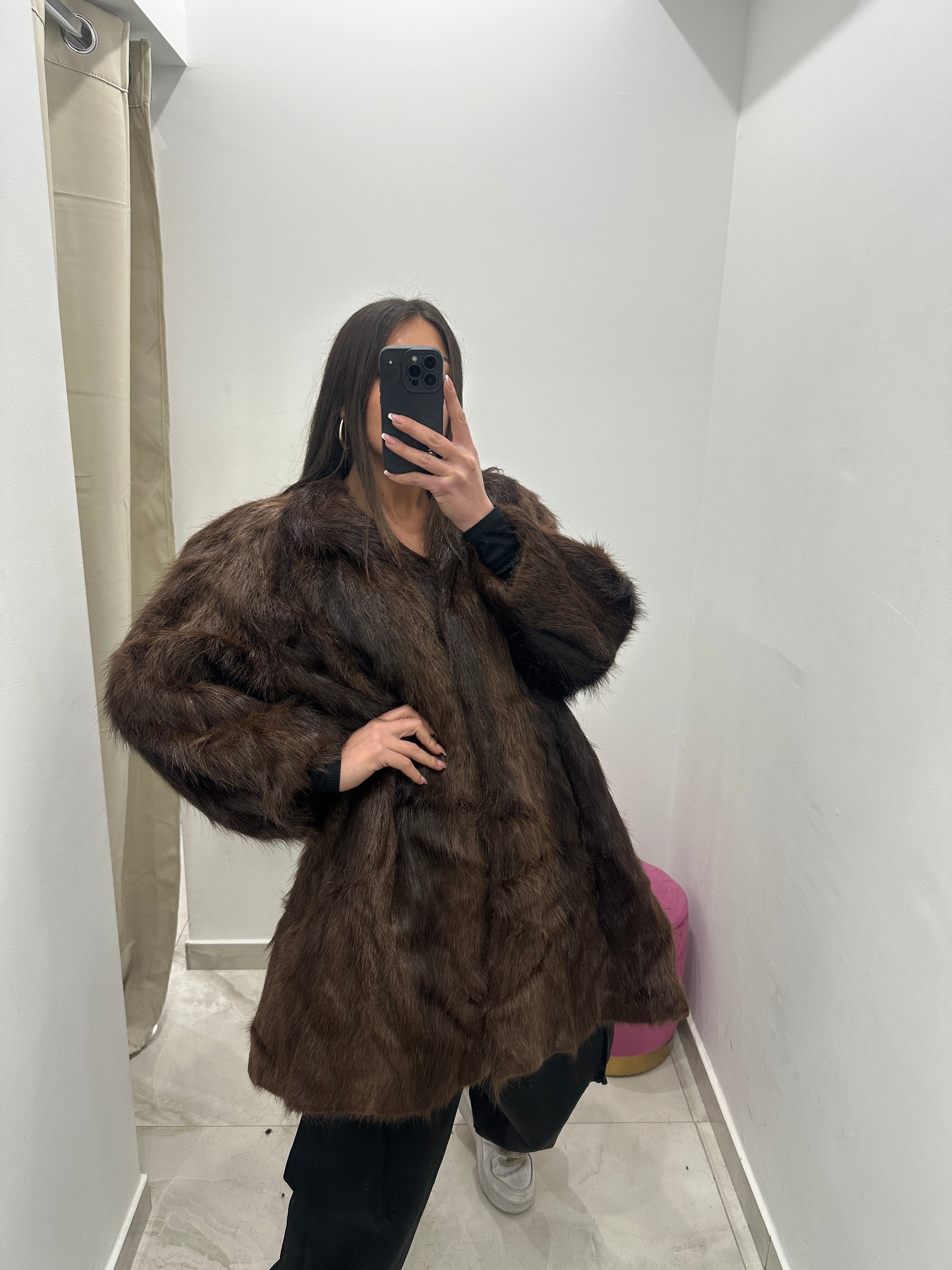 Pelliccia vera vintage marrone