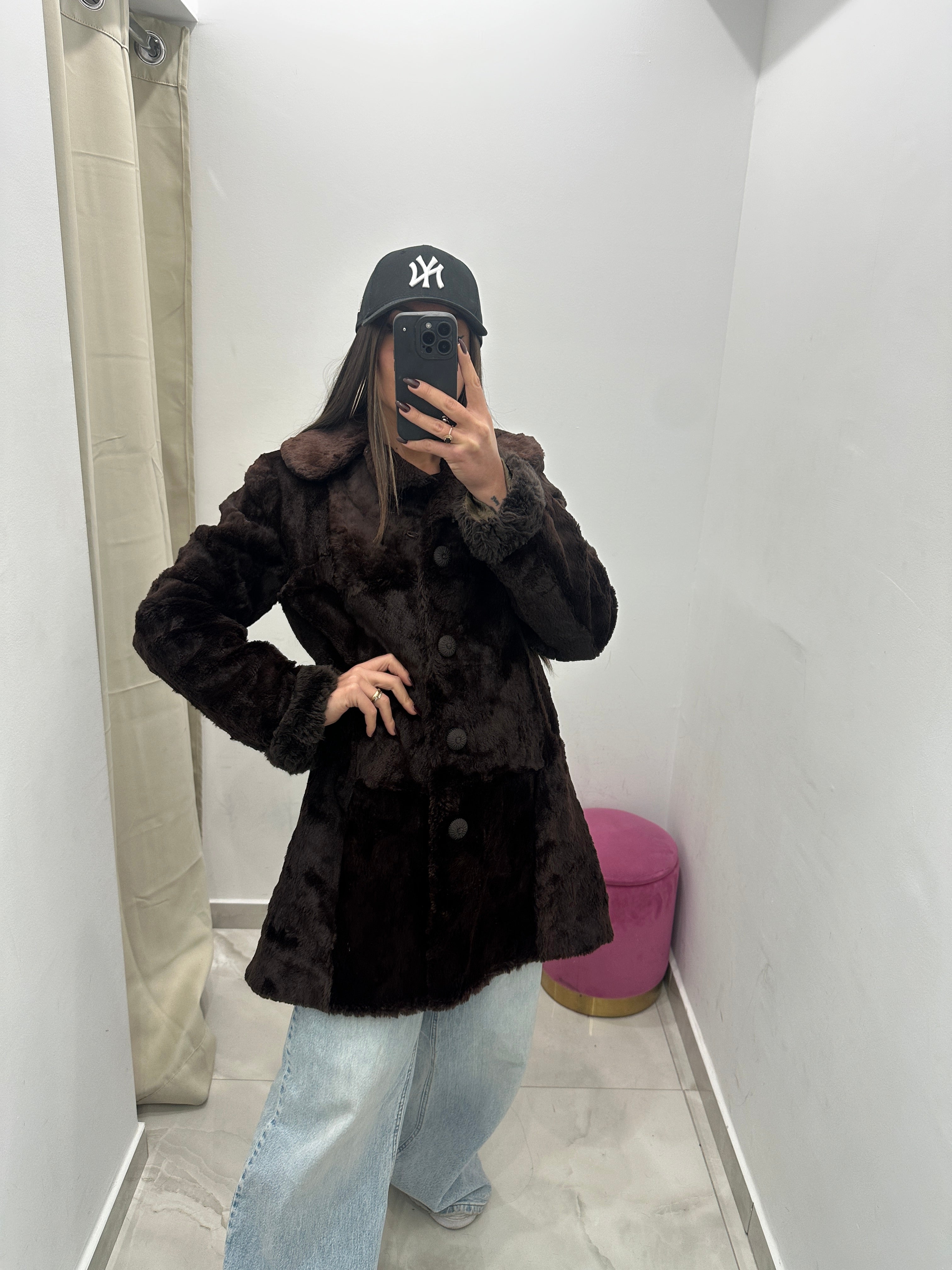 Pelliccia vera vintage marrone scuro