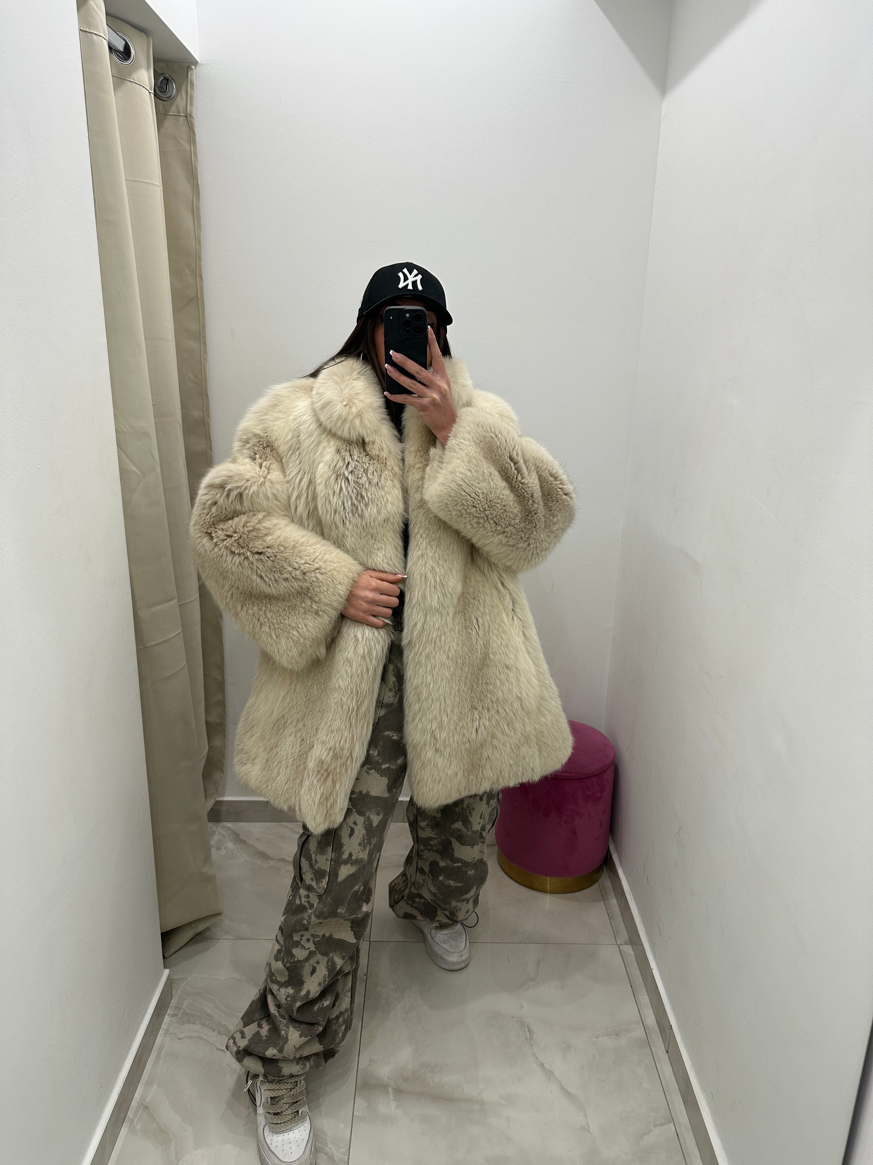 Pelliccia vera vintage volpe bianca