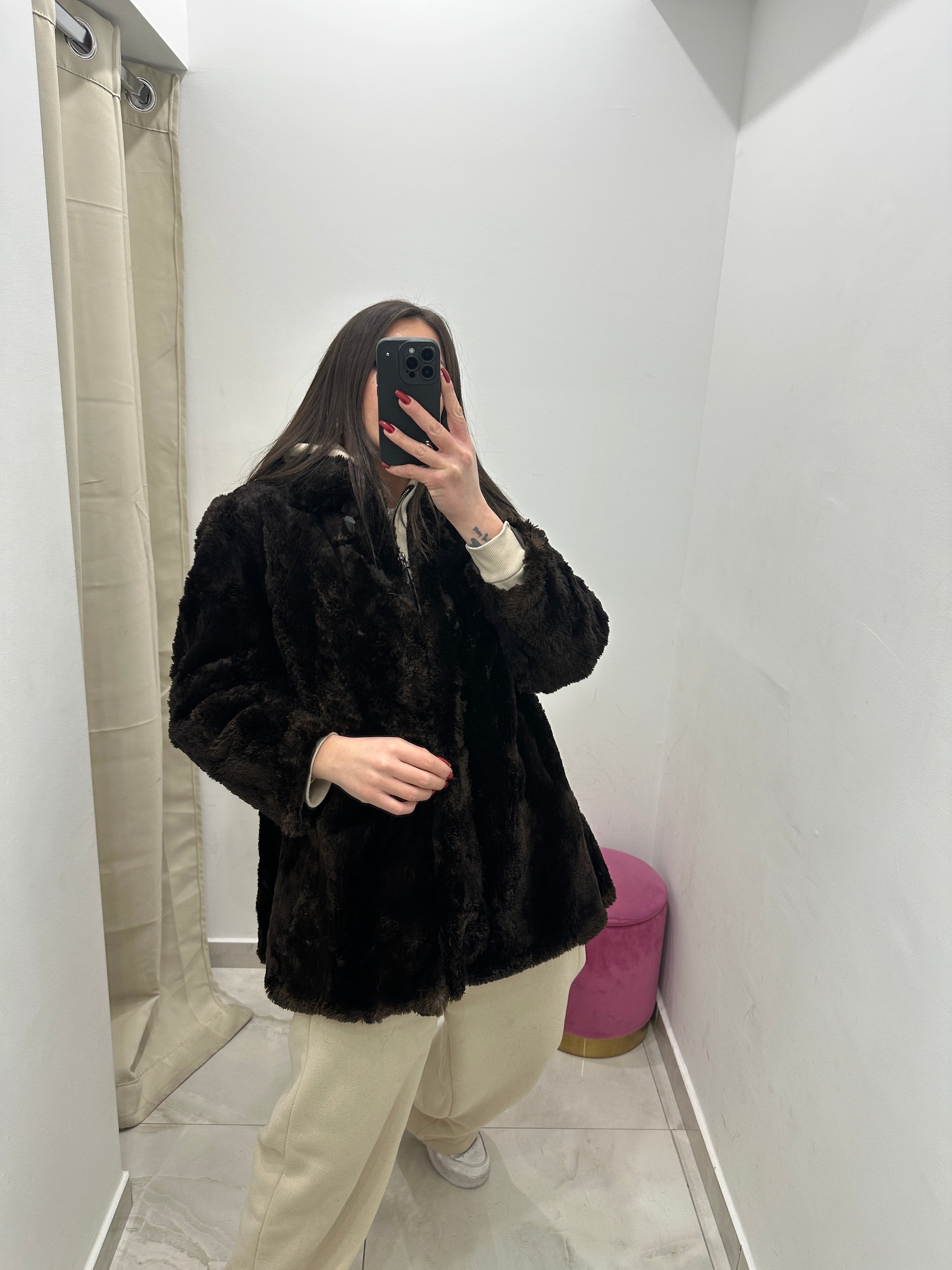 Pelliccia vera vintage marrone scuro