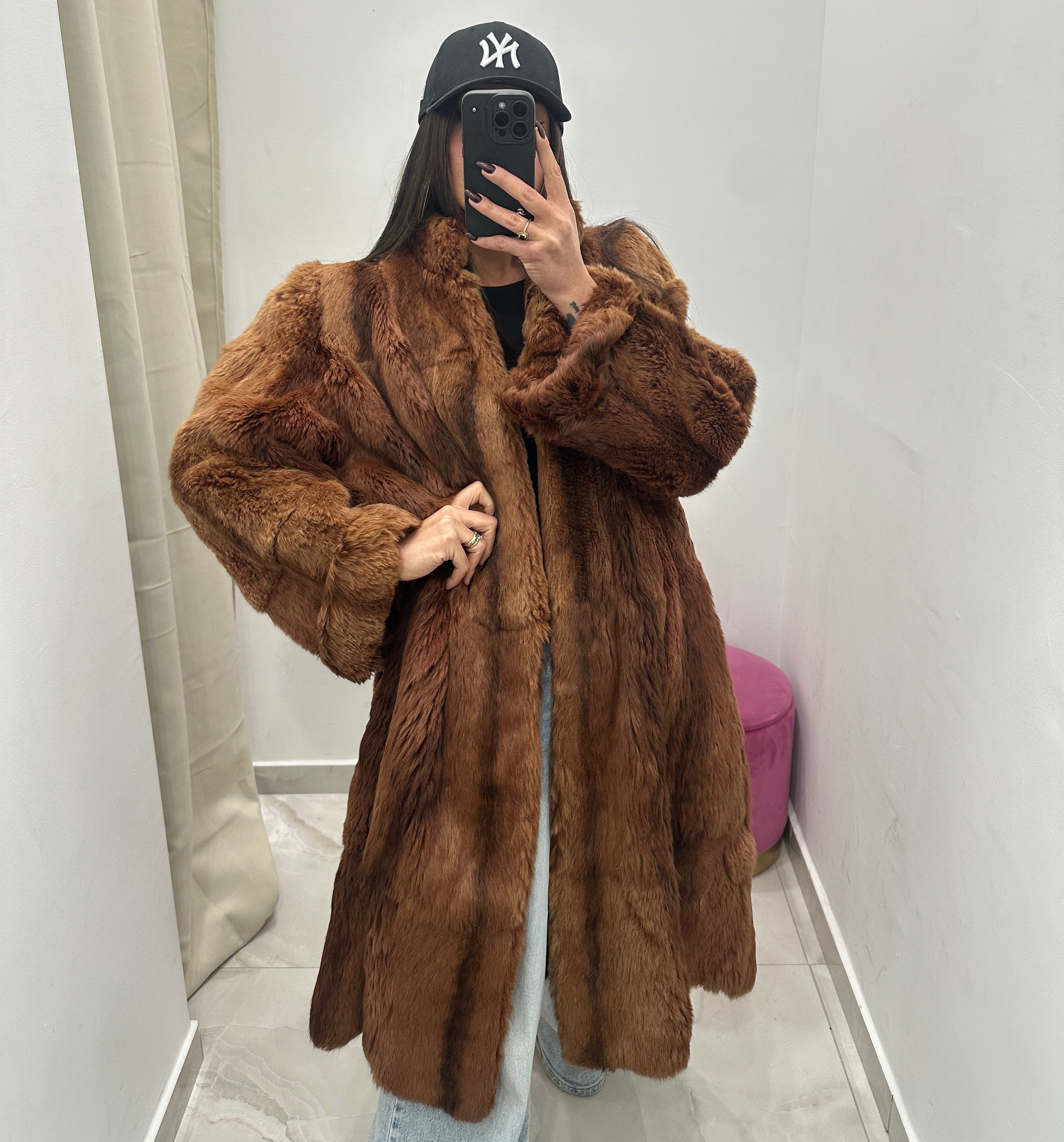 Pelliccia vera vintage mielato rosso