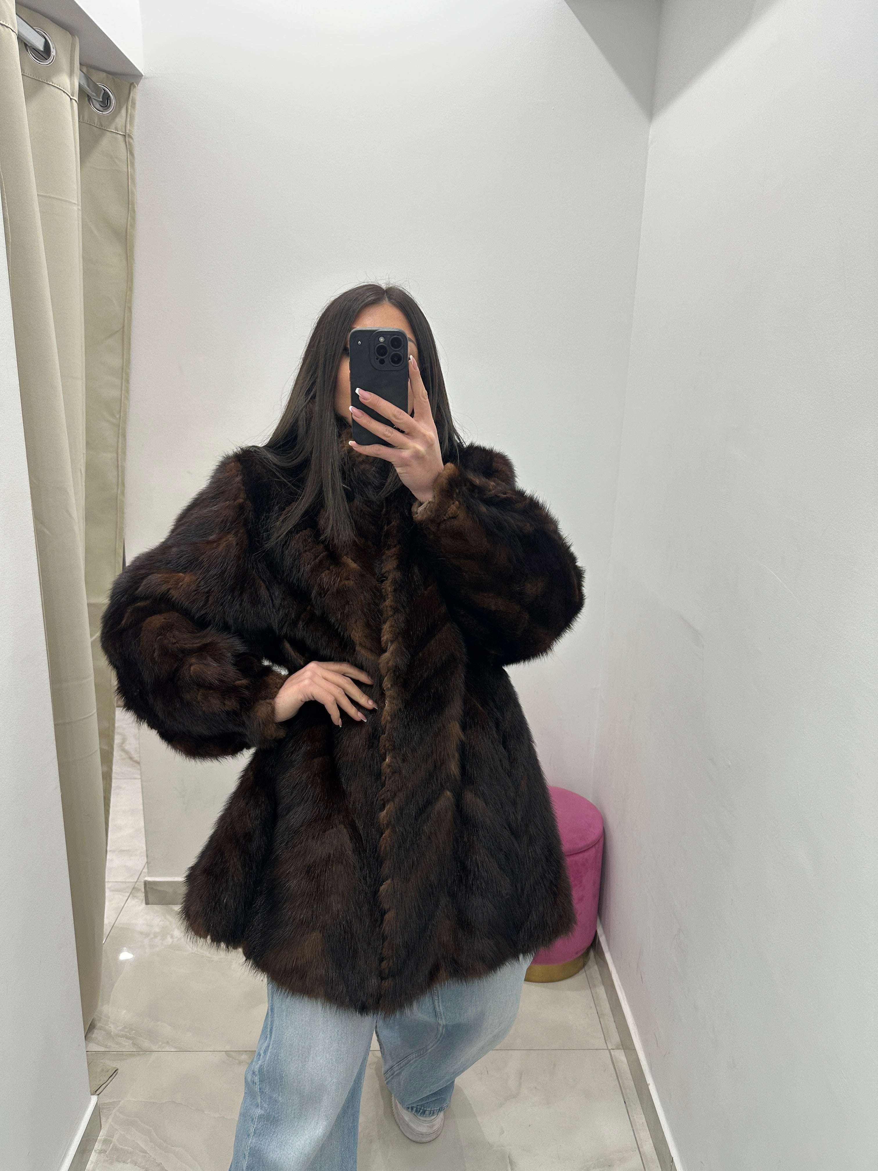 Pelliccia vera vintage marrone