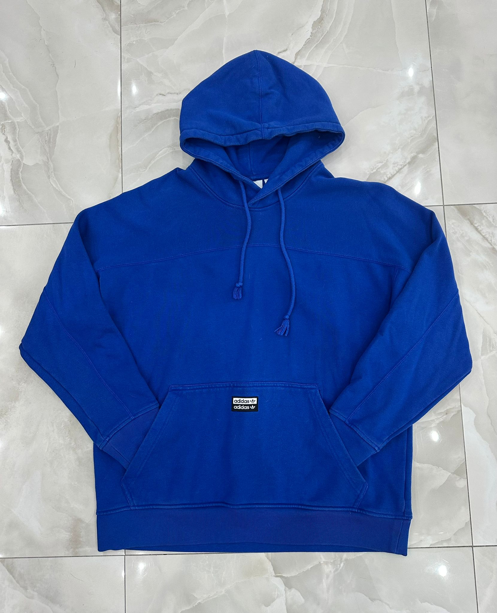 Felpa vintage blu elettrico con cappuccio