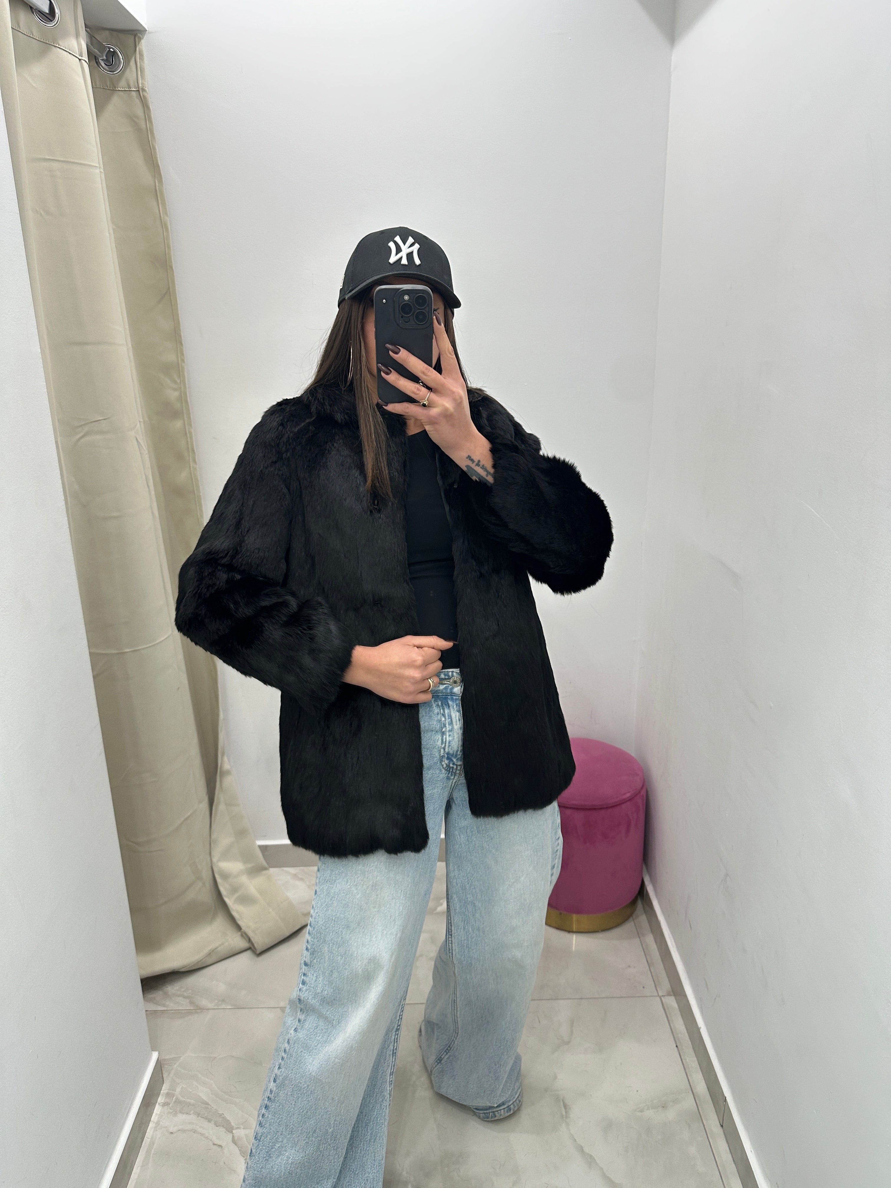 Pelliccia vera vintage nera