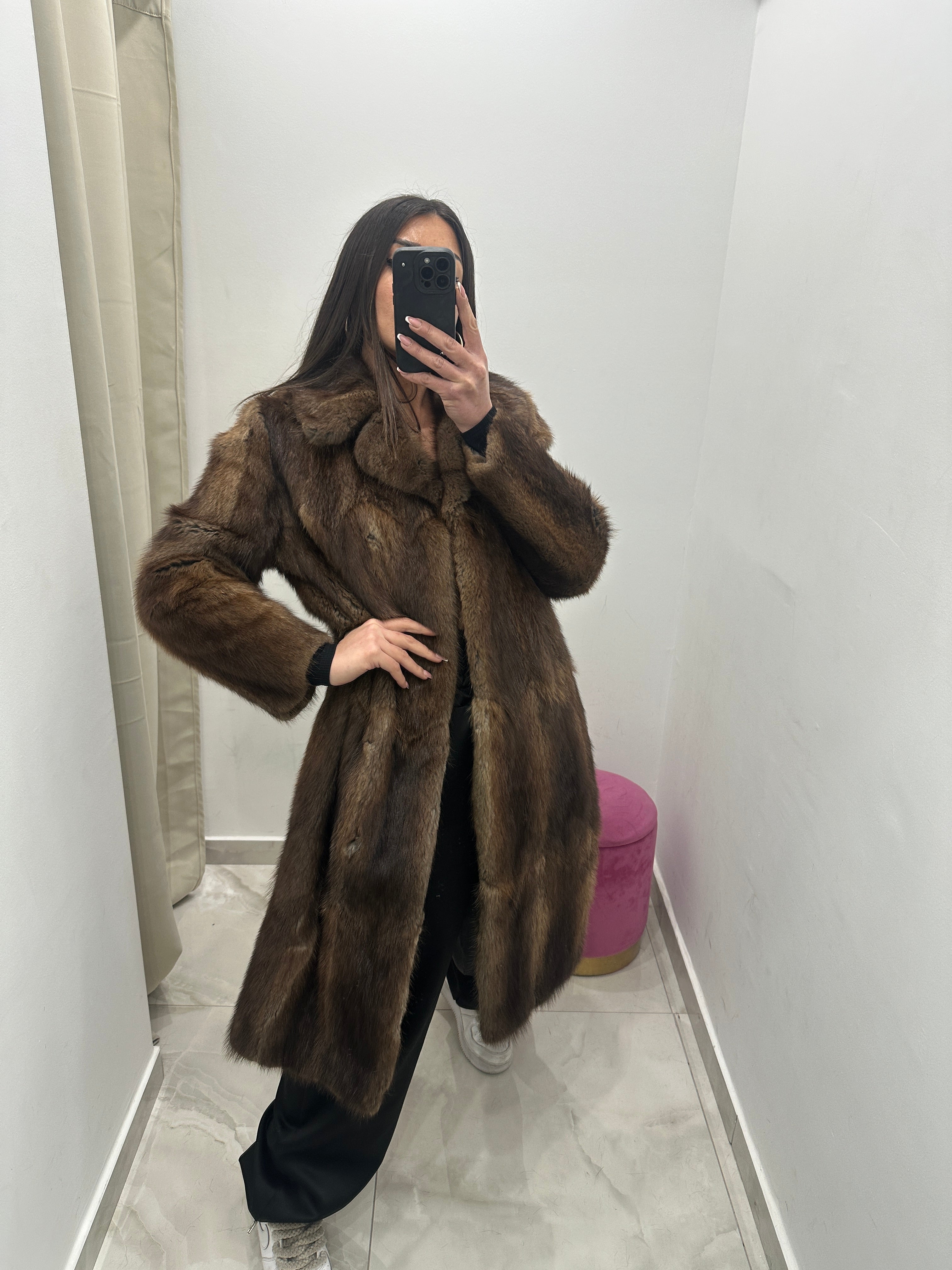 Pelliccia vera vintage miele scuro