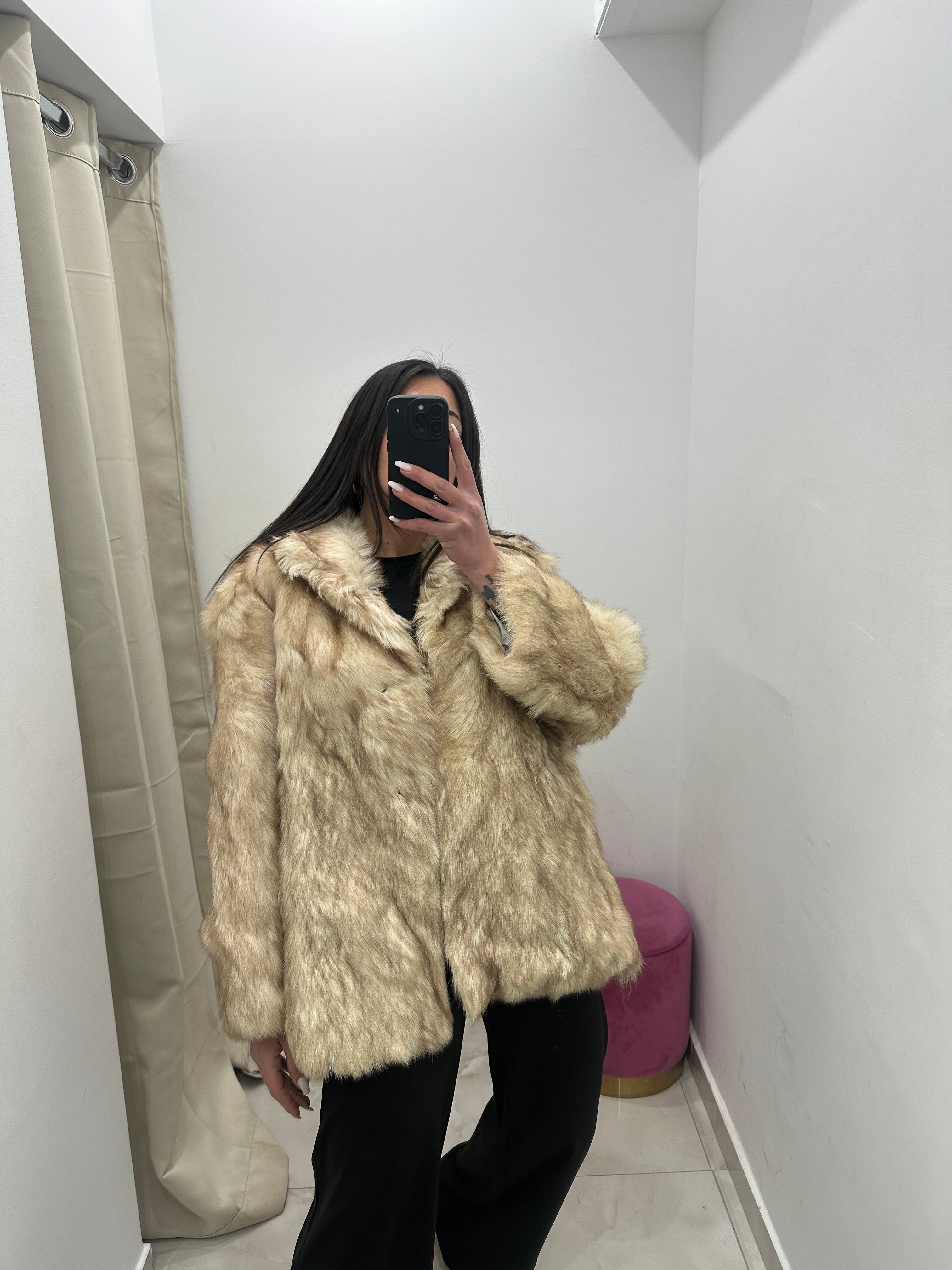 Pelliccia vera vintage panna