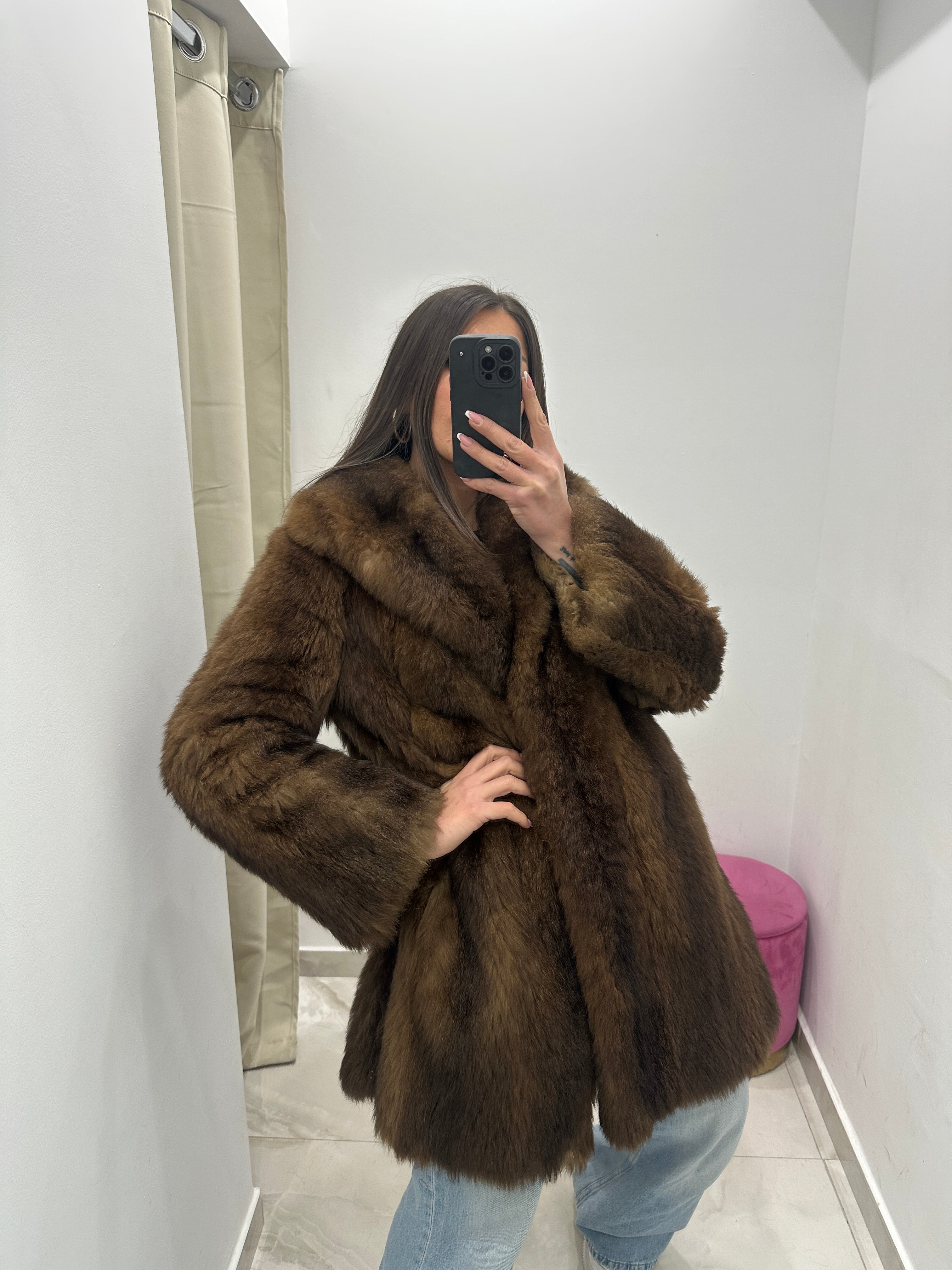 Pelliccia vera vintage bicolor