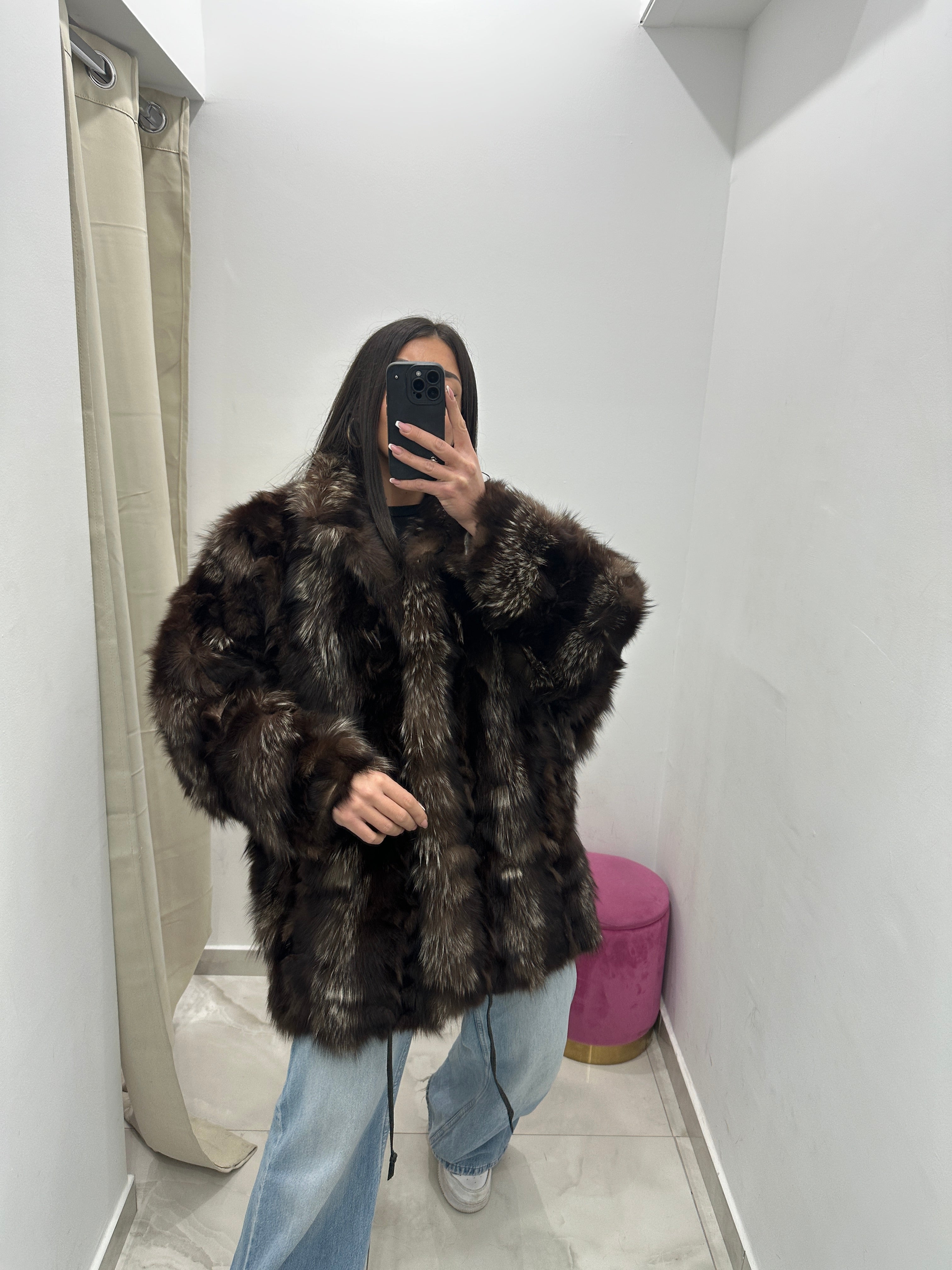 Pelliccia vera vintage volpe bicolor