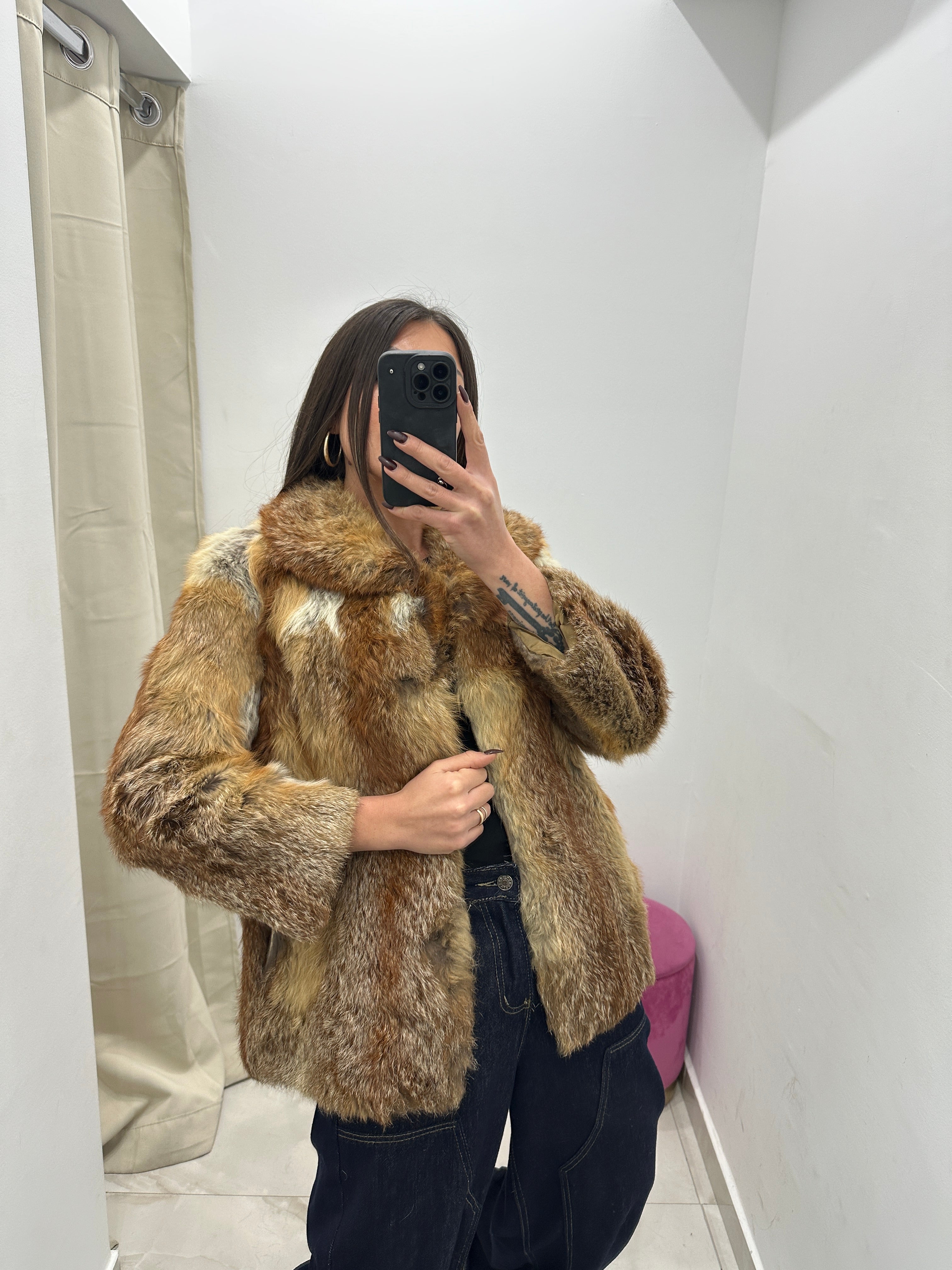 Pelliccia vera vintage miele sfumata