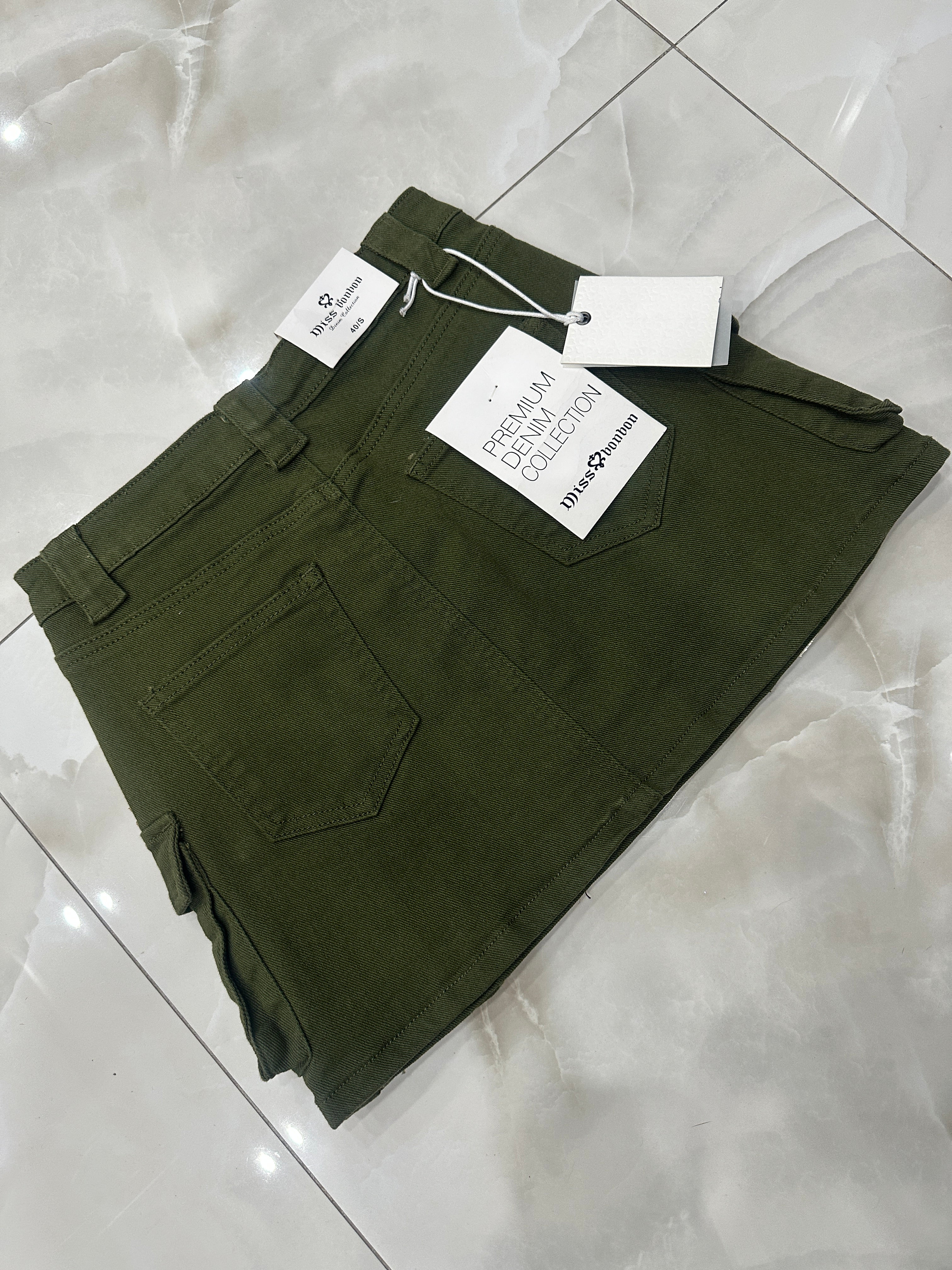 Gonna jeans verde militare