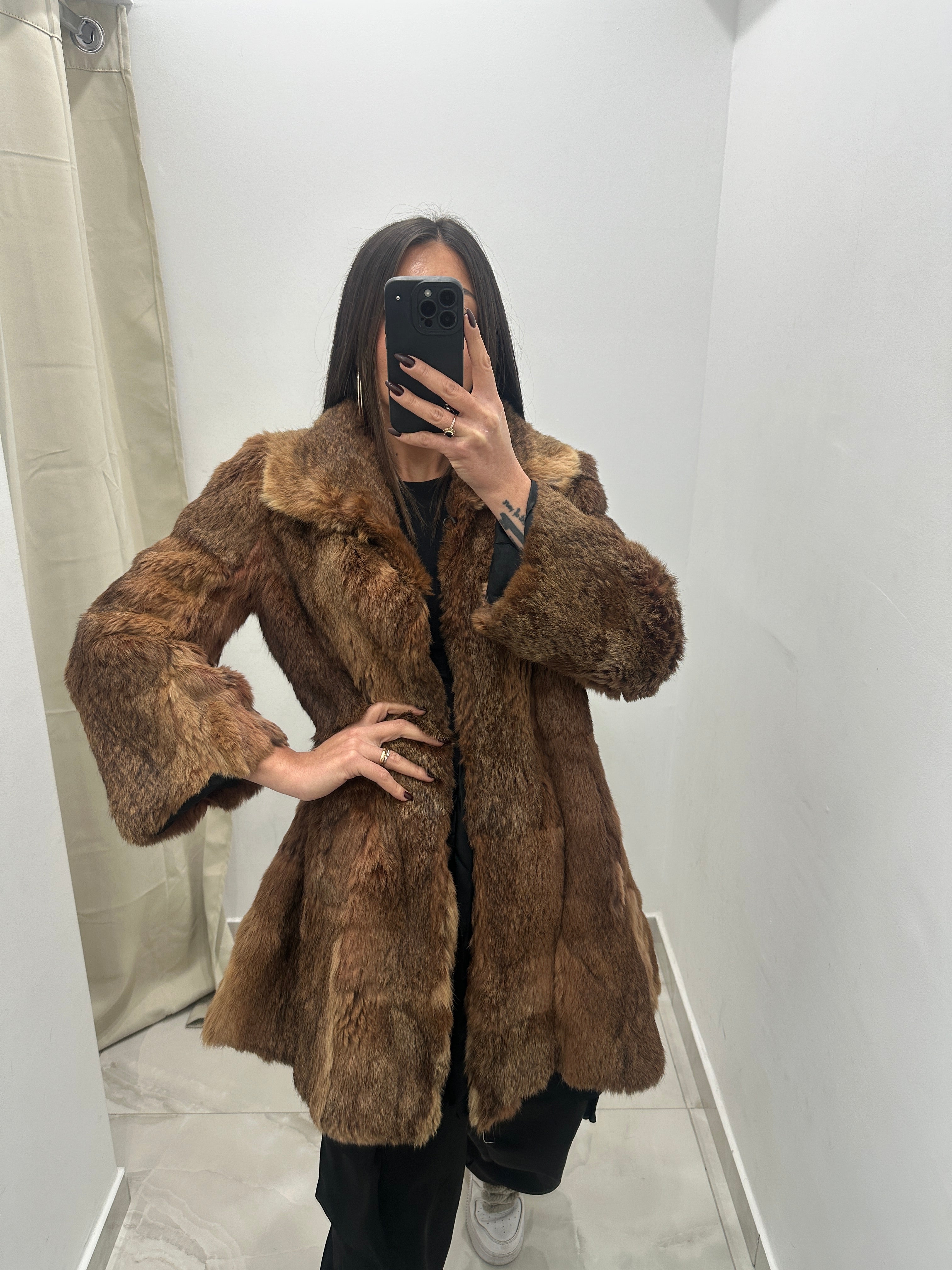 Pelliccia vera vintage miele scuro