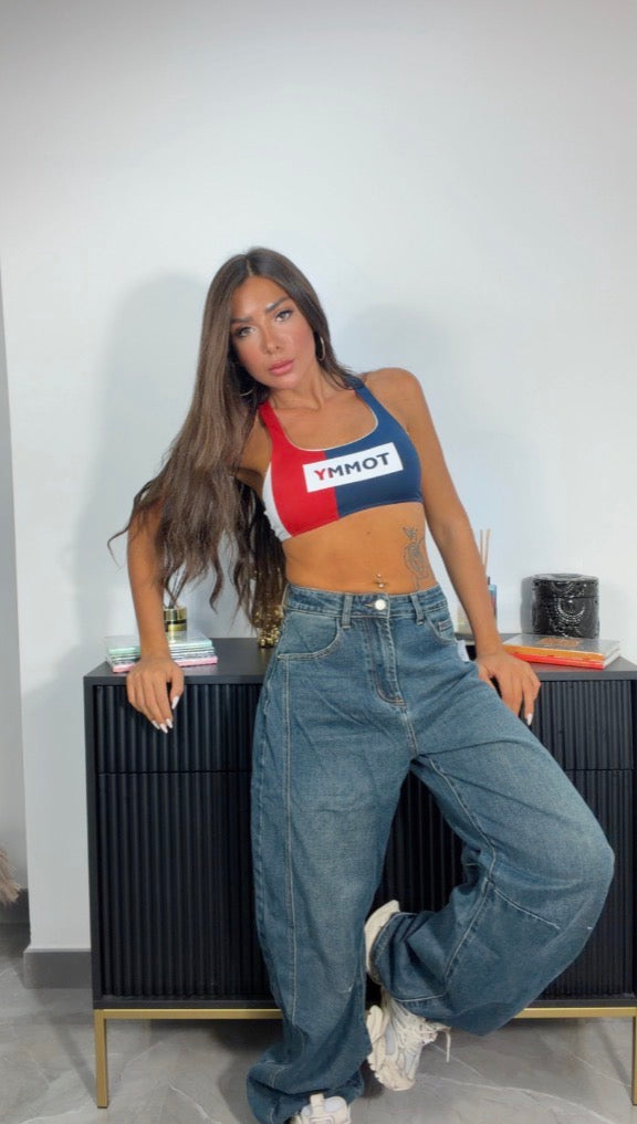 Jeans ballon scuro