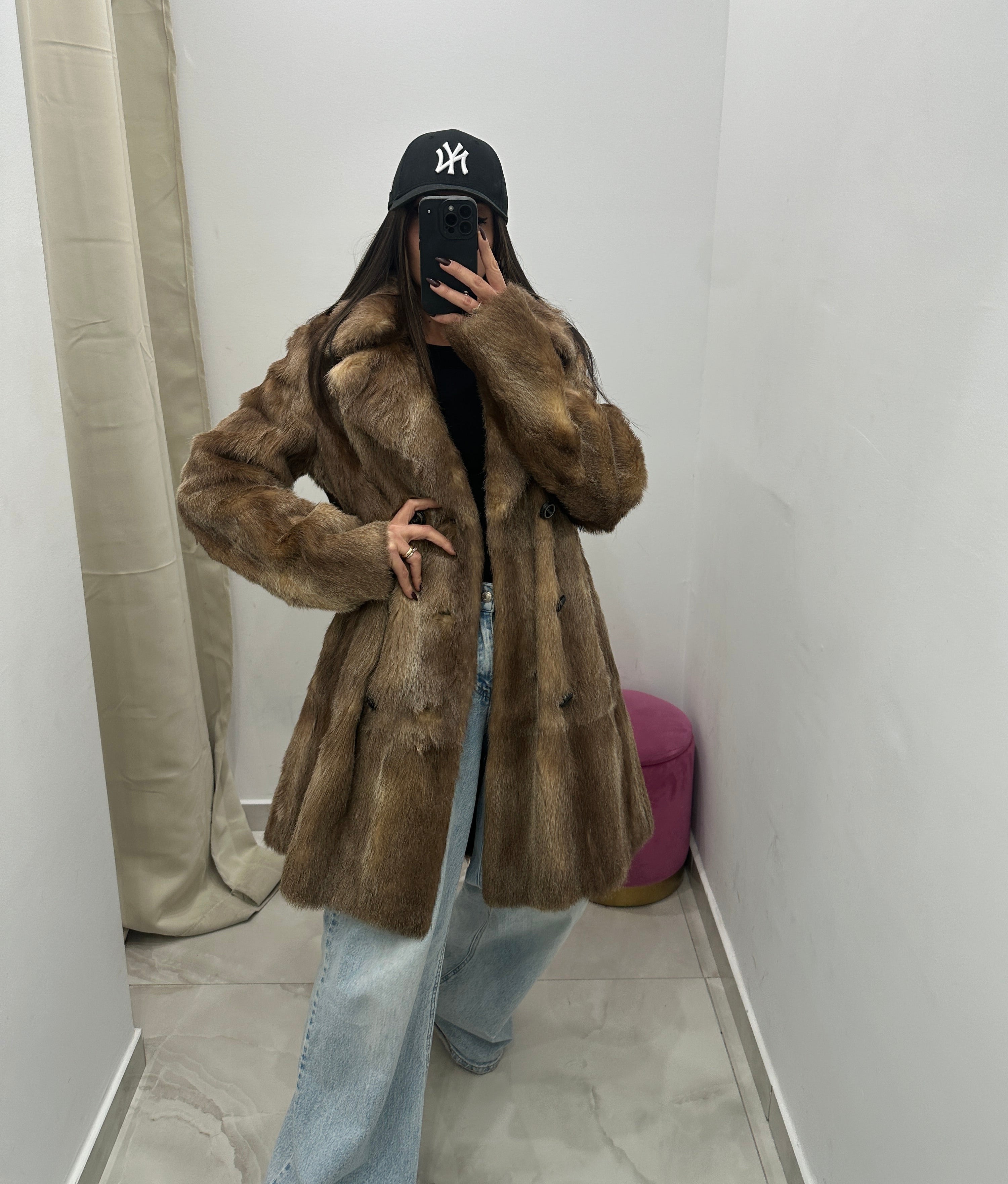 Pelliccia vera vintage miele