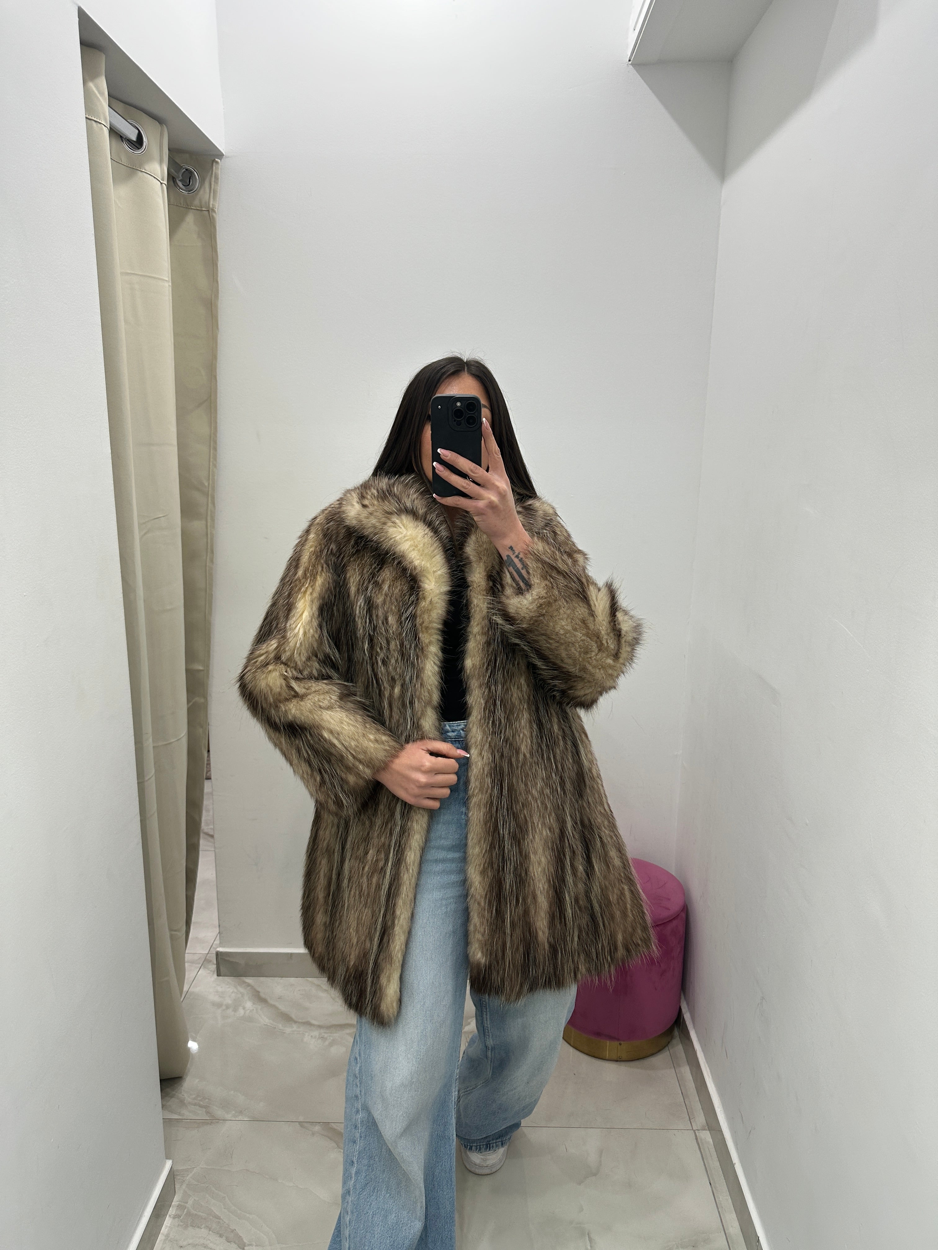 Pelliccia vera vintage bicolor