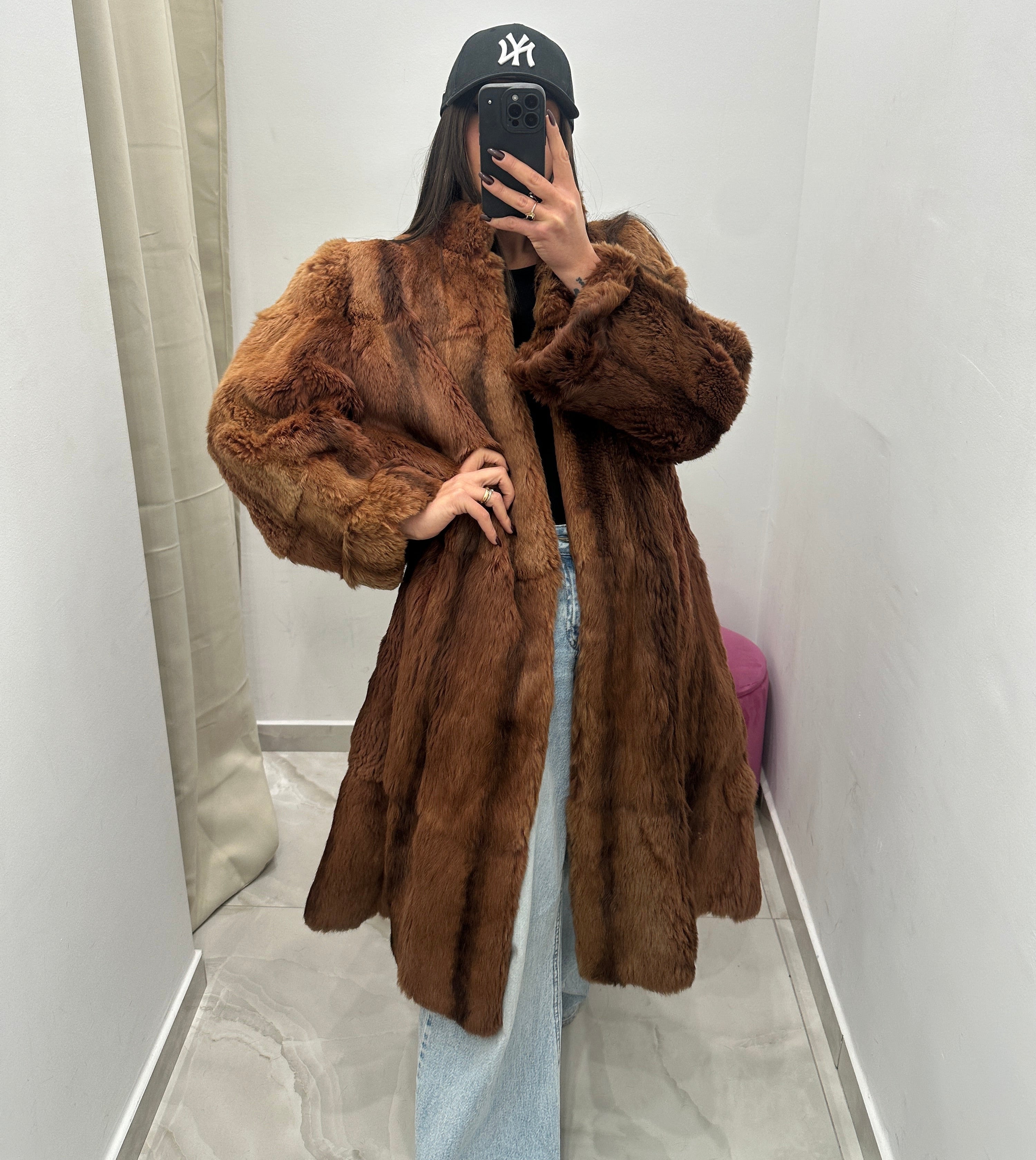 Pelliccia vera vintage mielato rosso