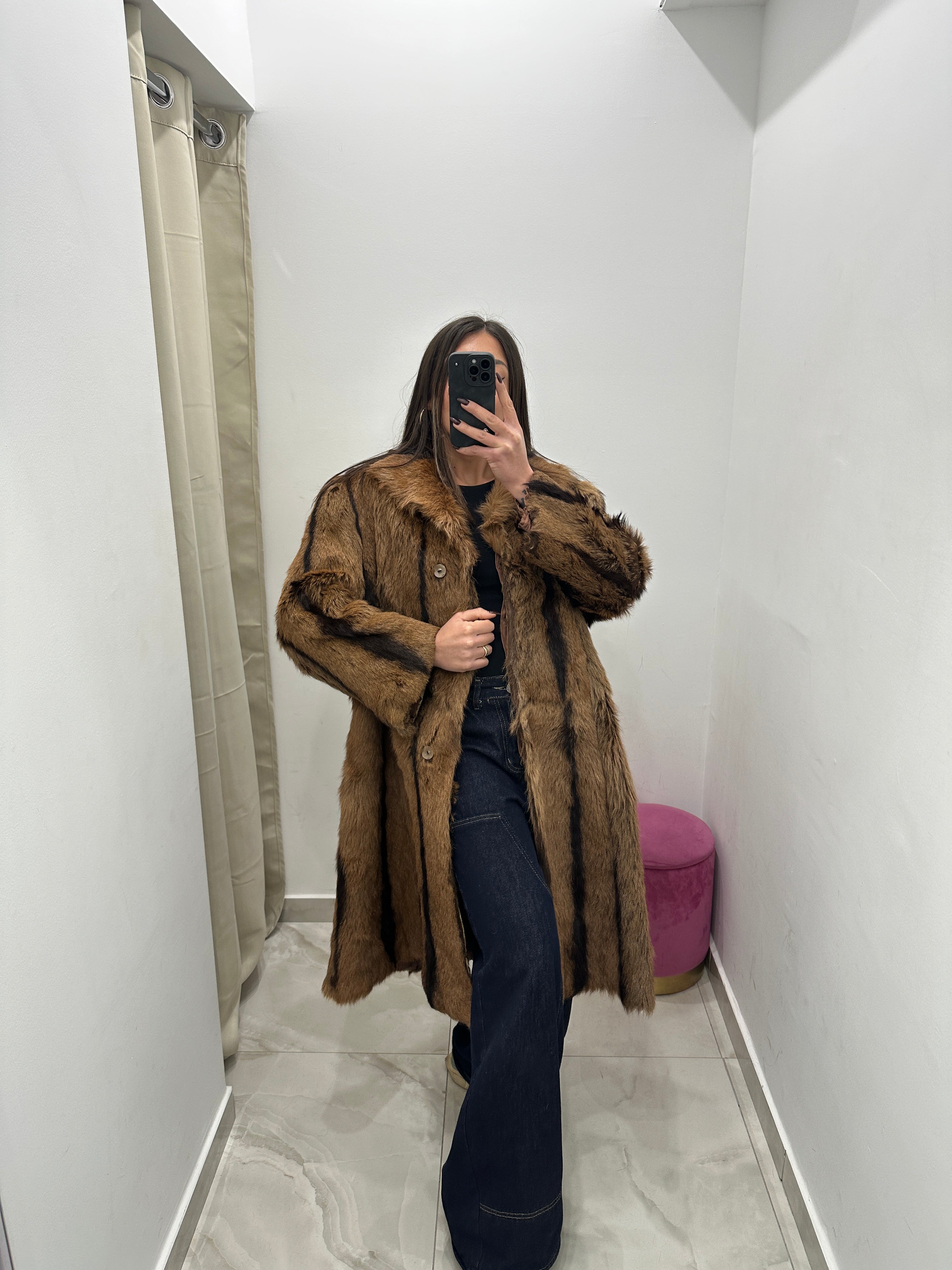 Pelliccia vera vintage miele