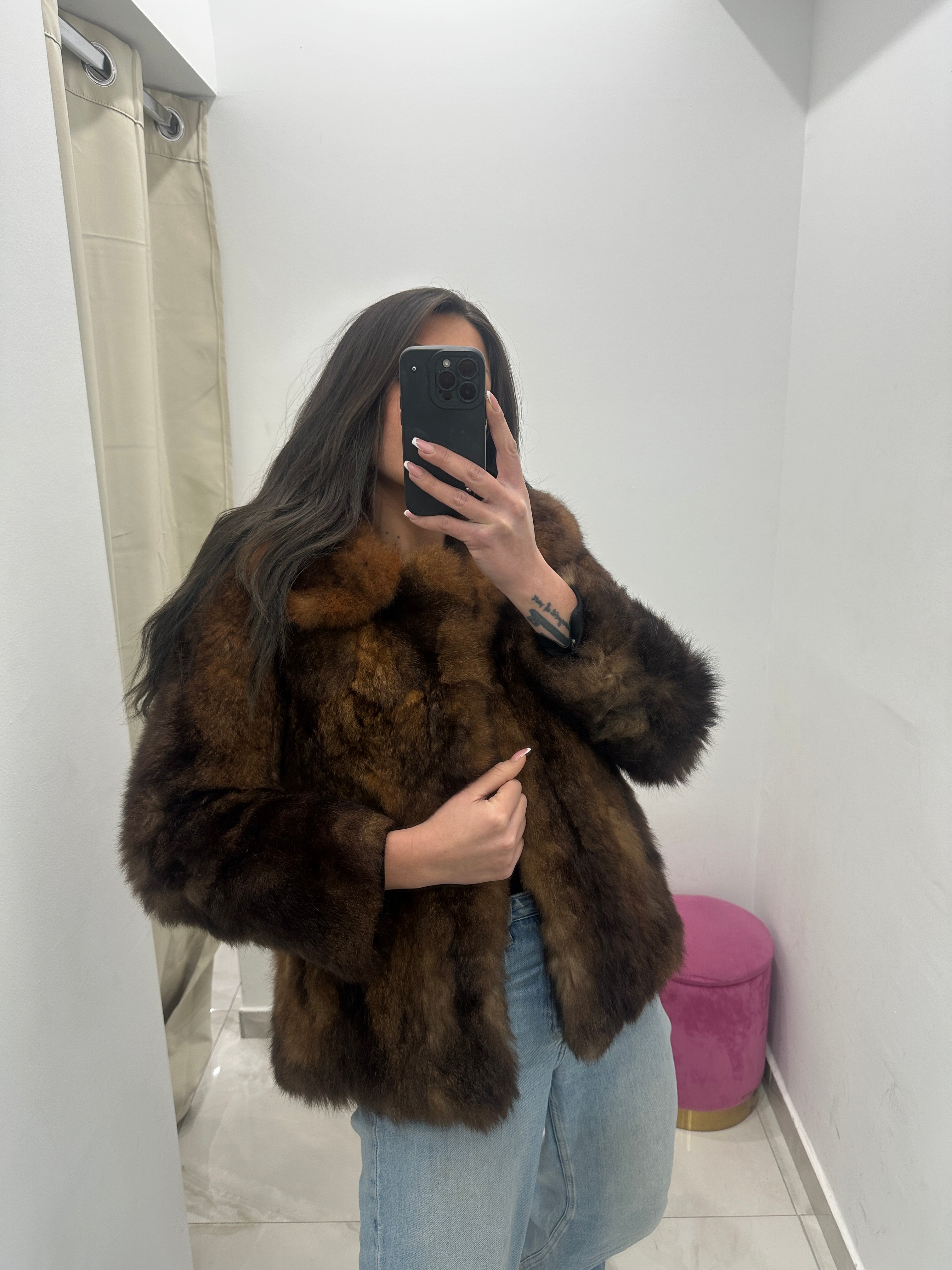 Pelliccia vera vintage bicolor