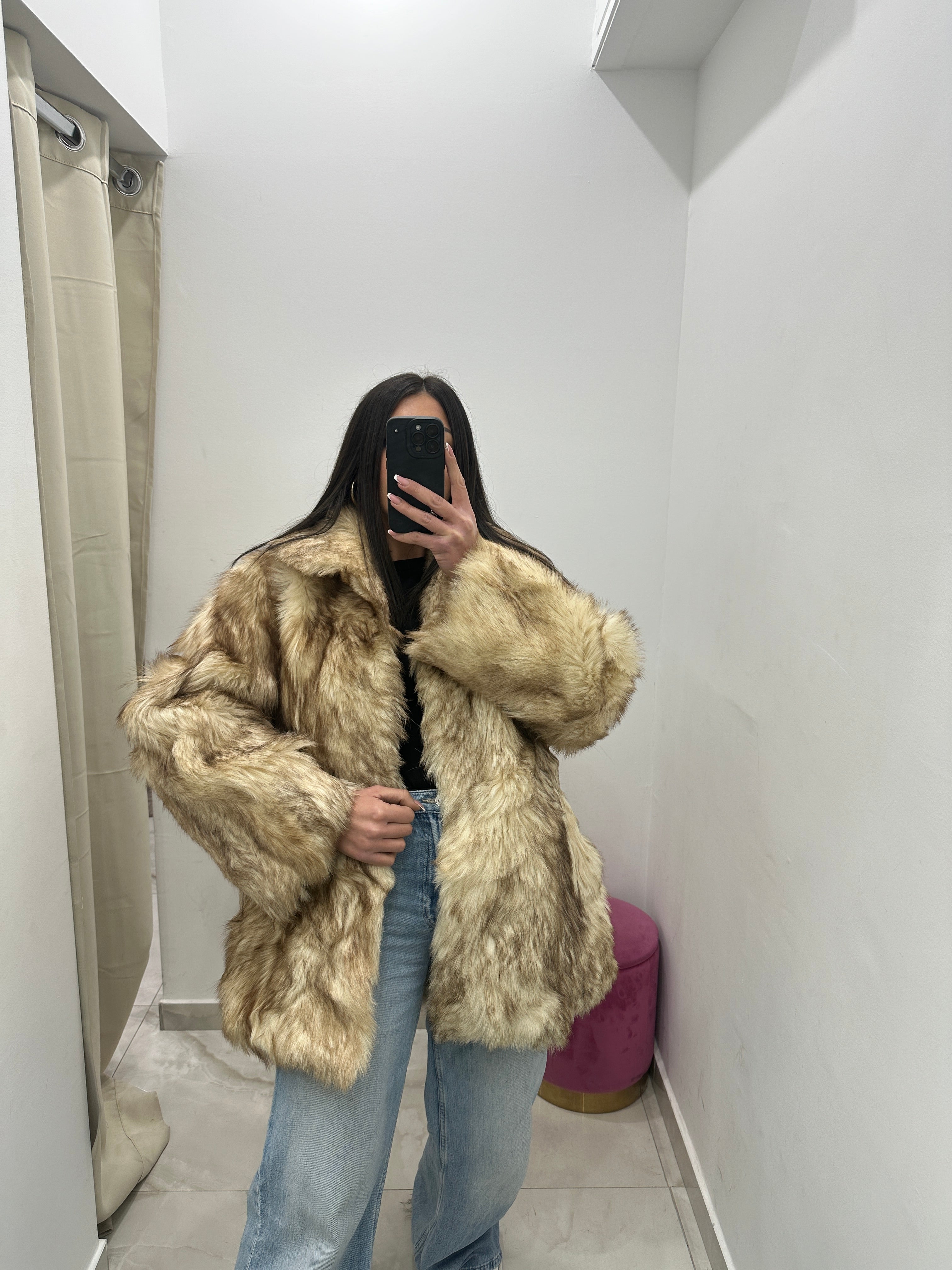 Pelliccia vera vintage panna