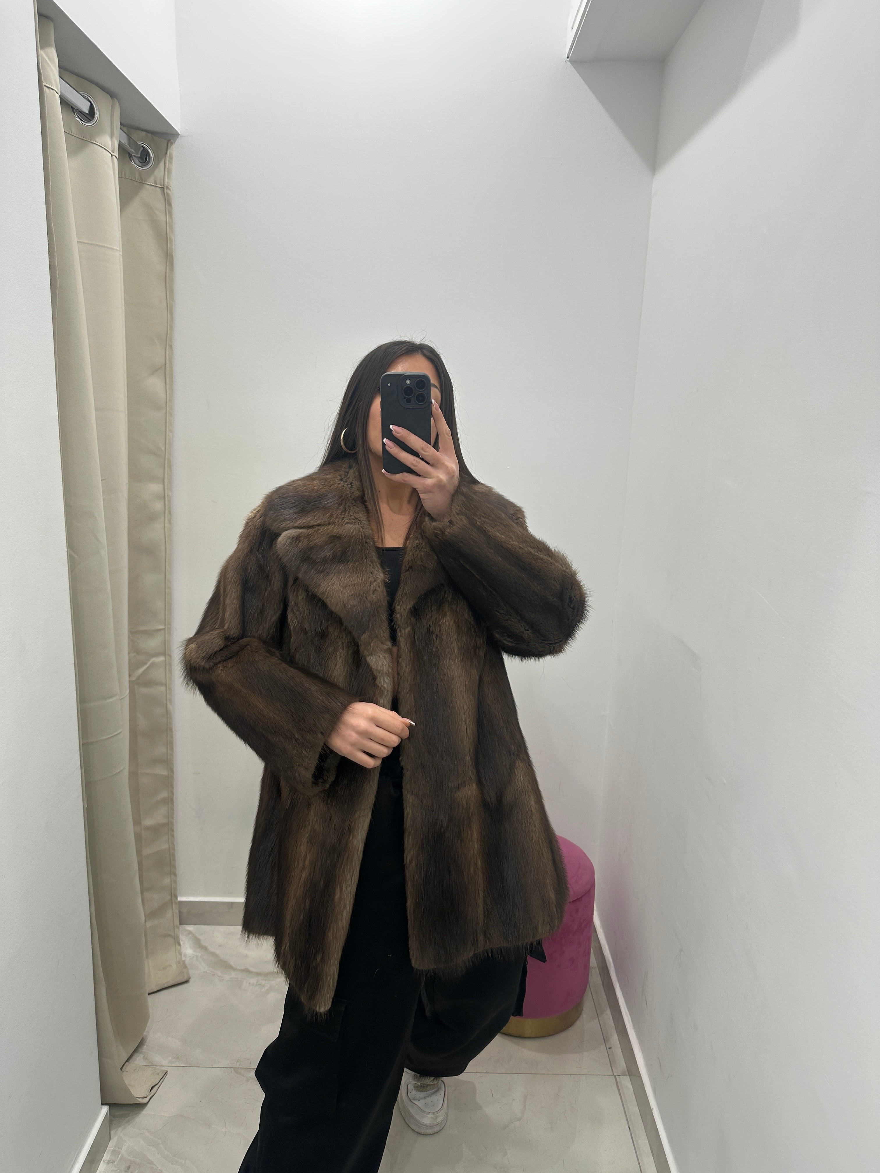 Pelliccia vera vintage marrone