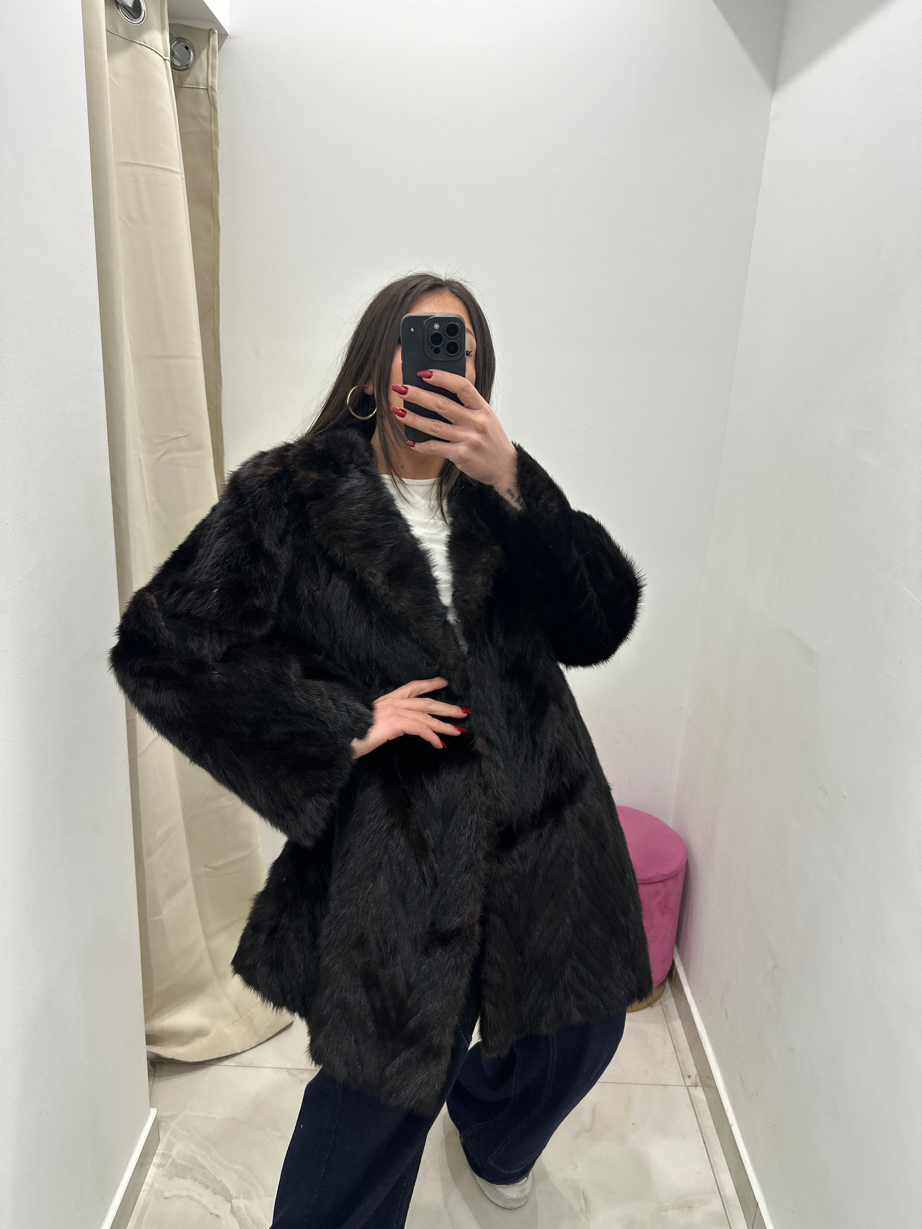 Pelliccia vera vintage marrone scuro