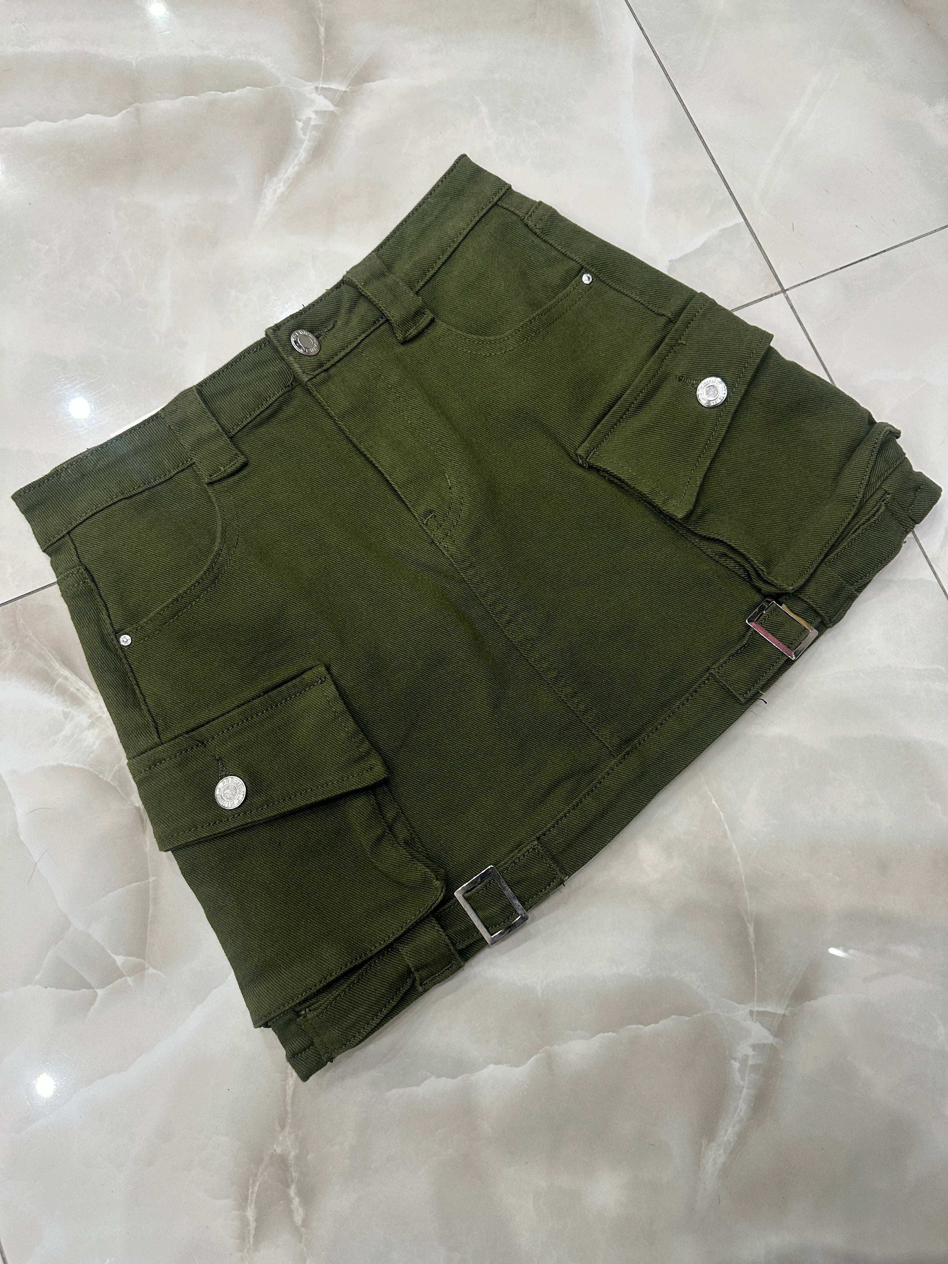 Gonna jeans verde militare