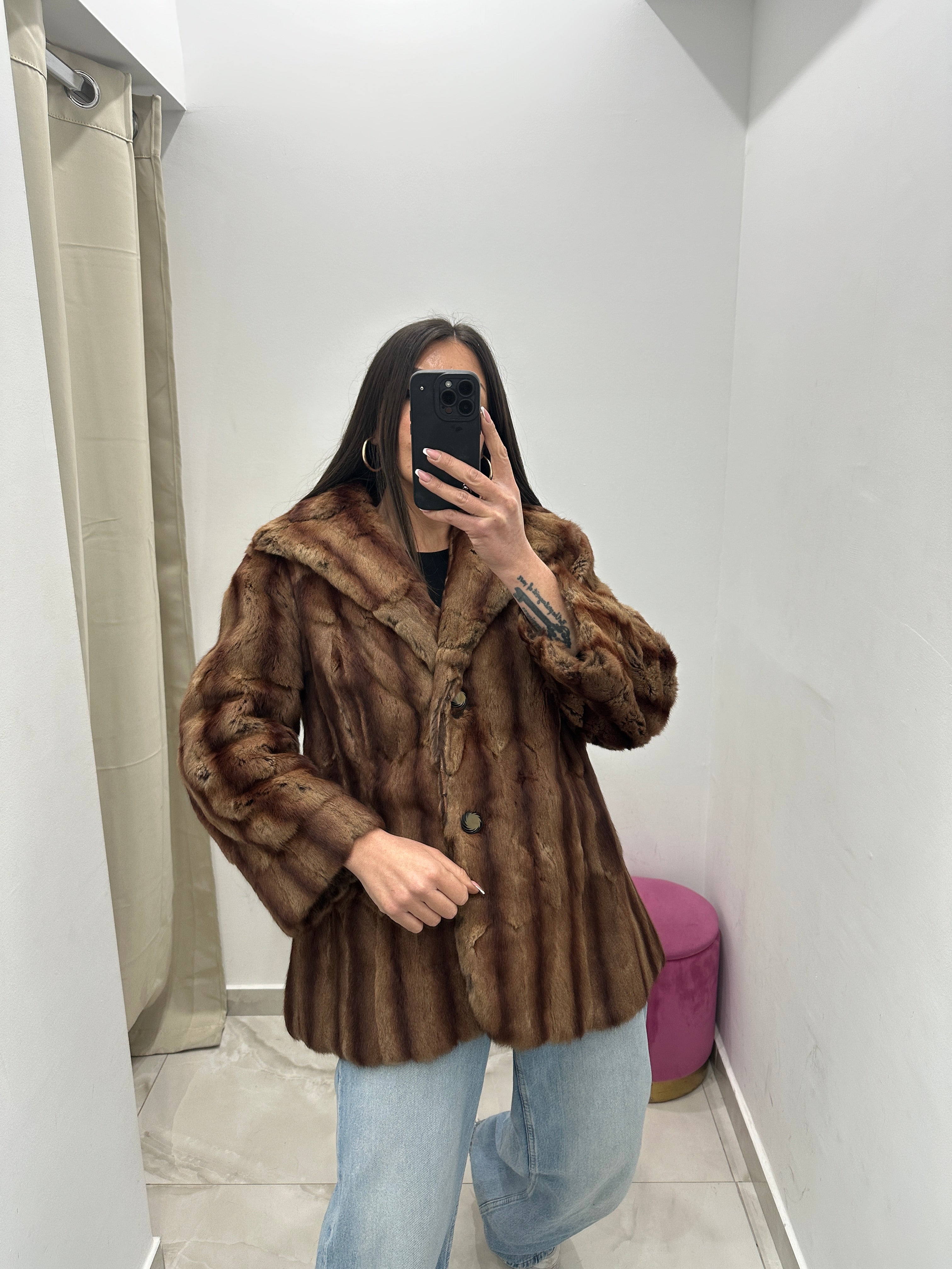 Pelliccia vera vintage bicolor