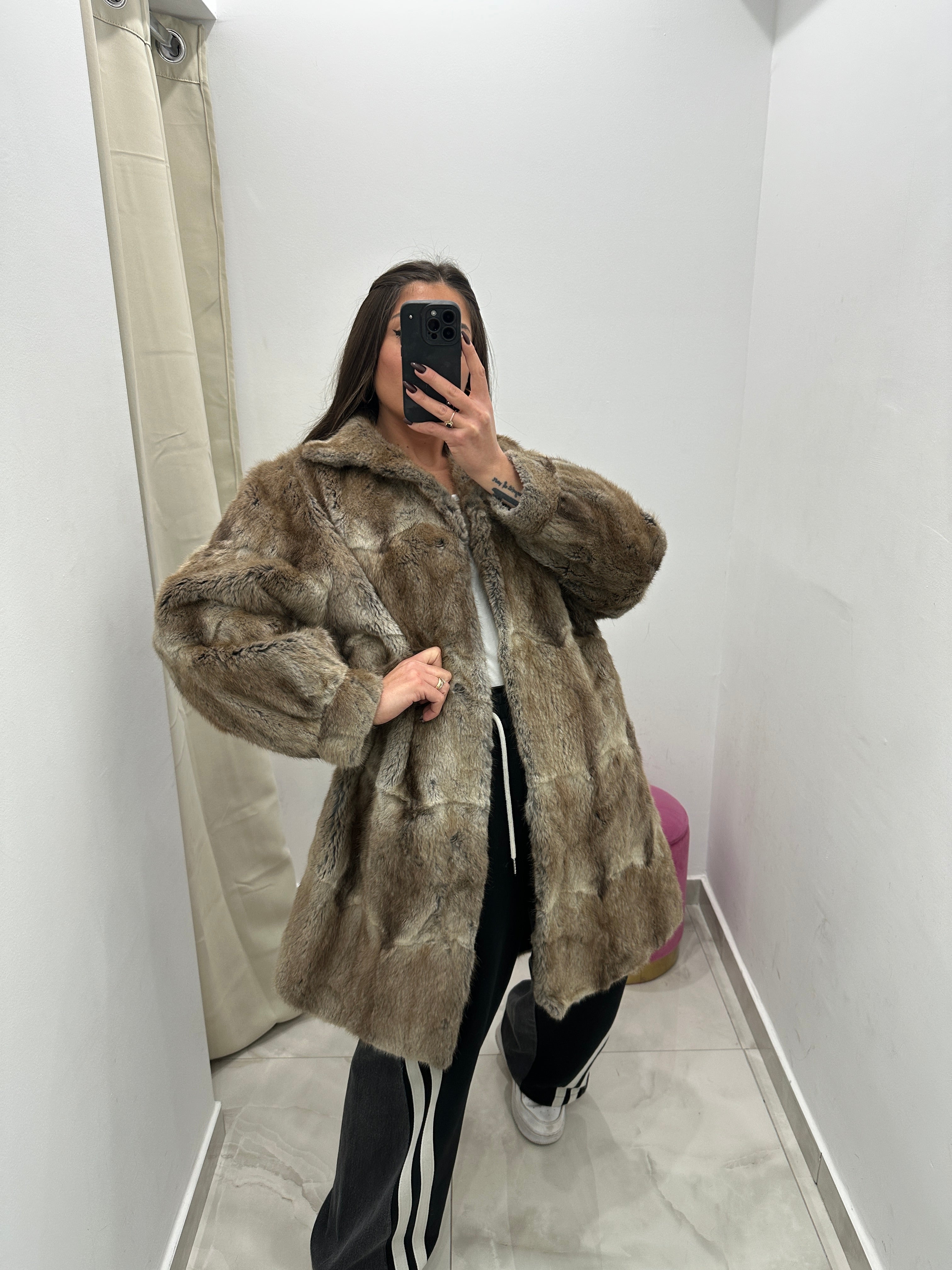 Pelliccia vera vintage beige sfumato