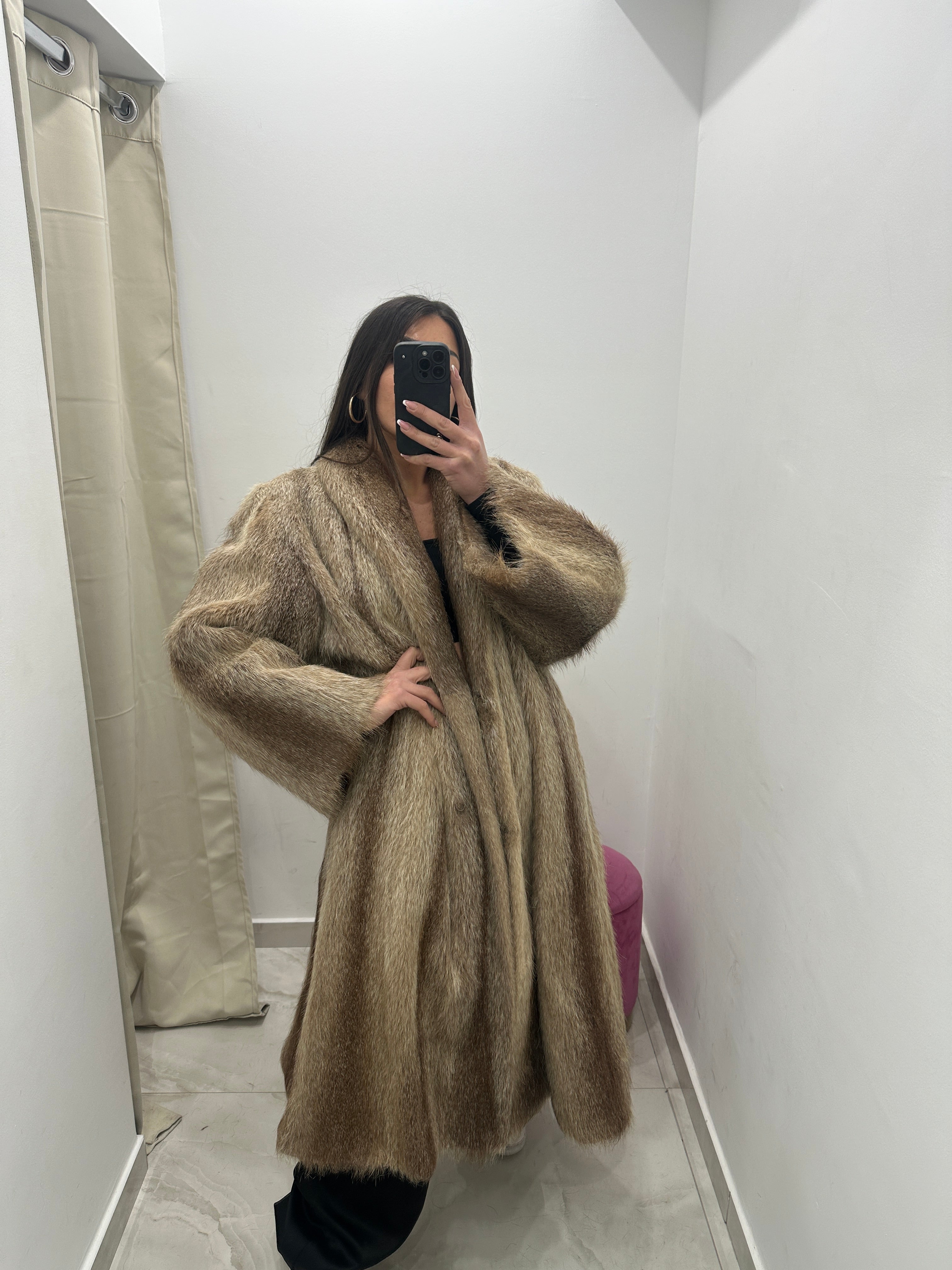 Pelliccia vera vintage beige sfumata