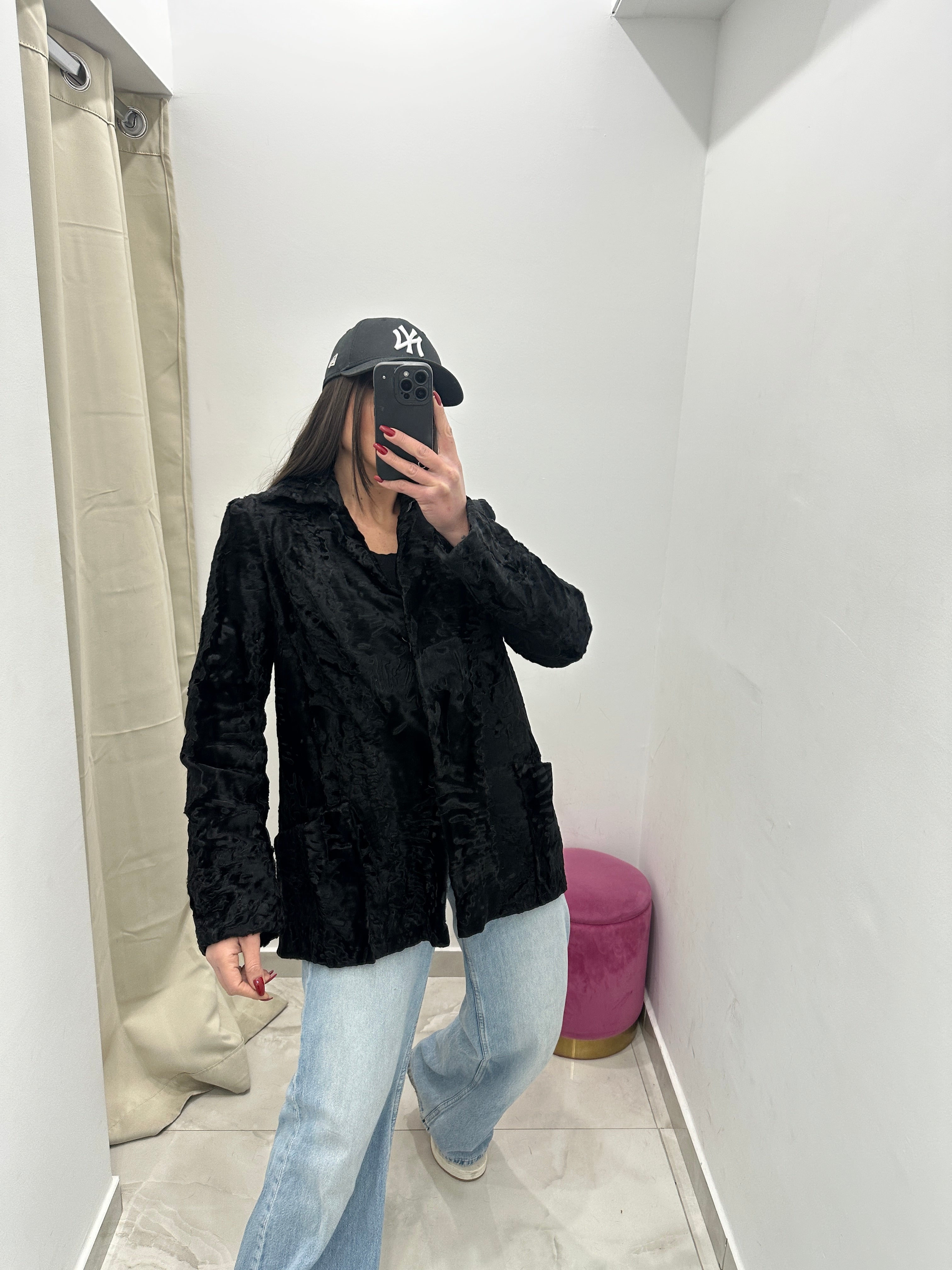 Pelliccia vera vintage in promo nera