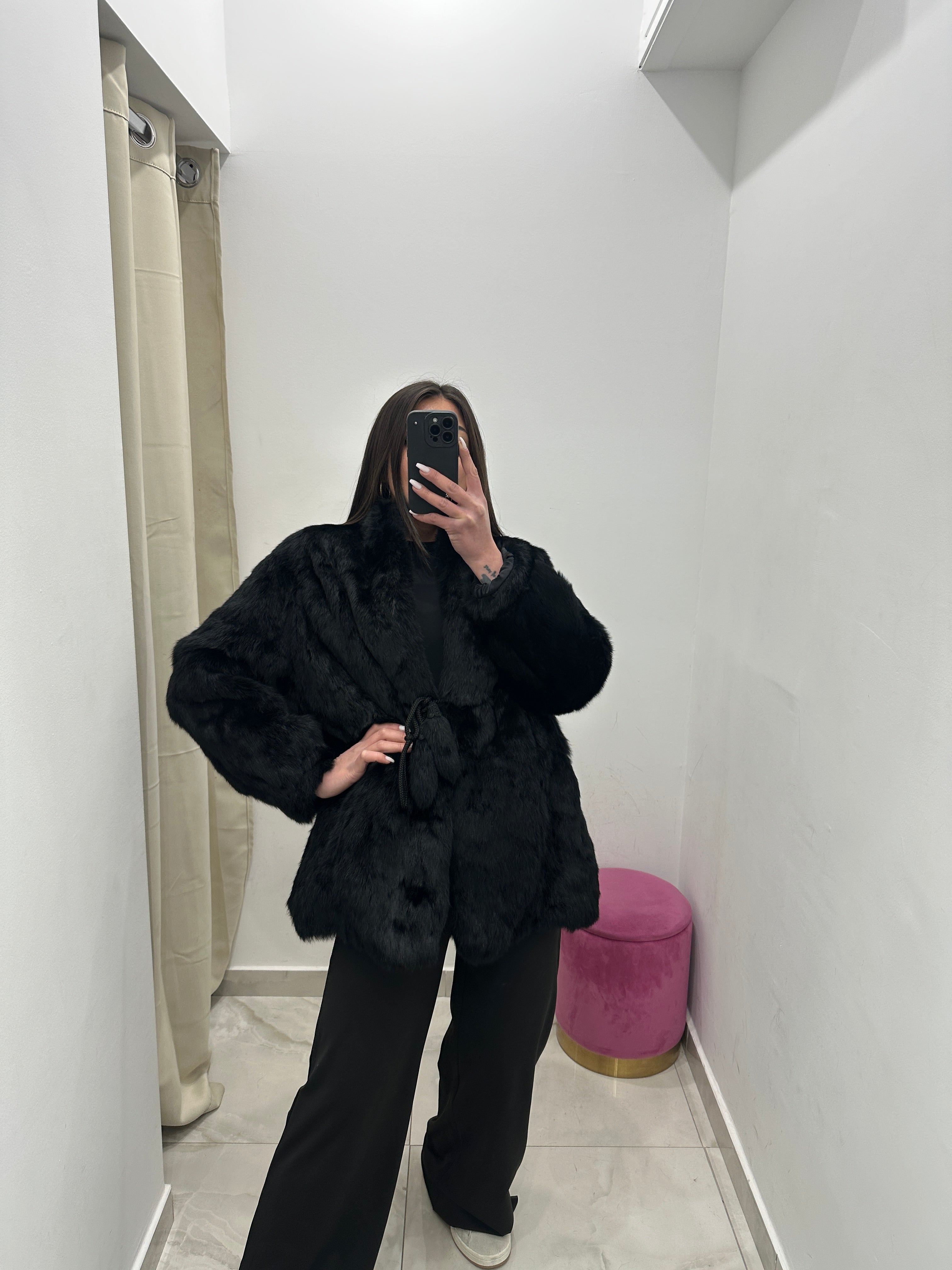 Pelliccia vera vintage nera