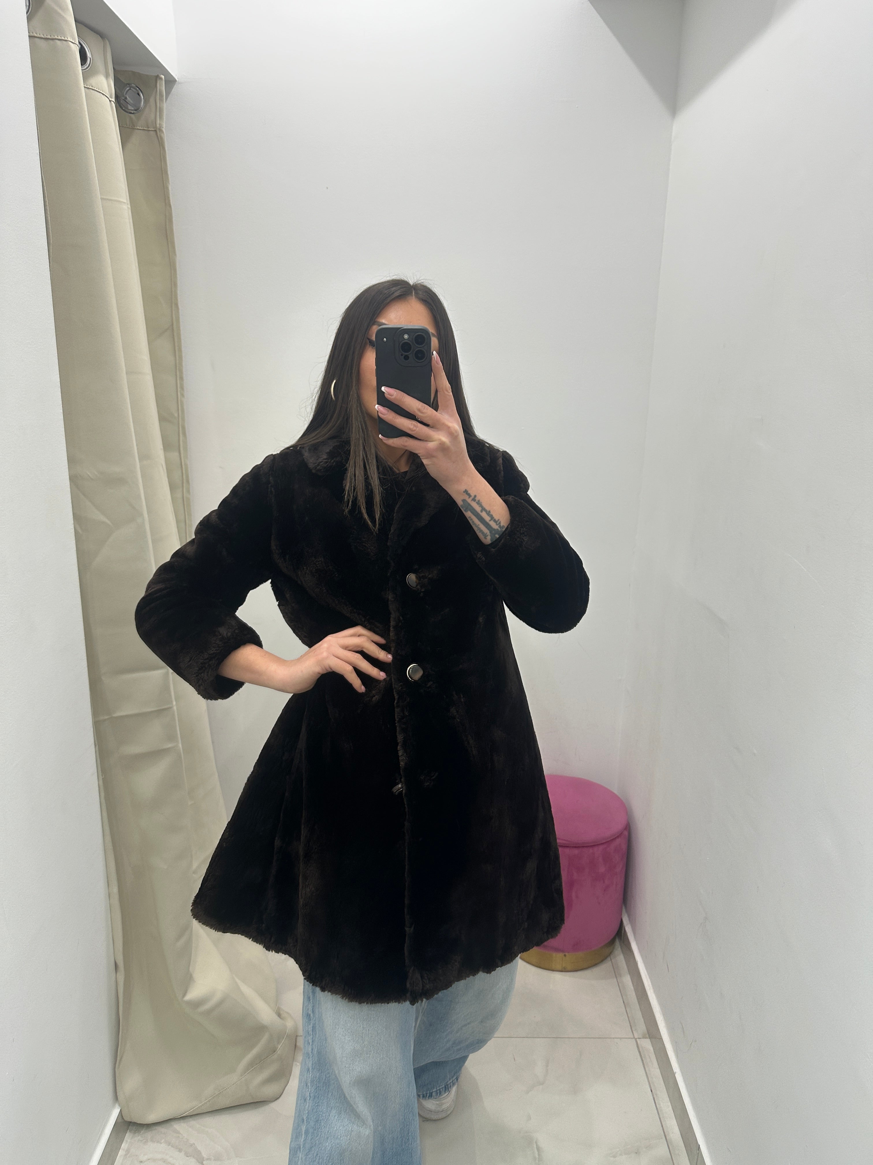 Pelliccia vera vintage in promo marrone scuro