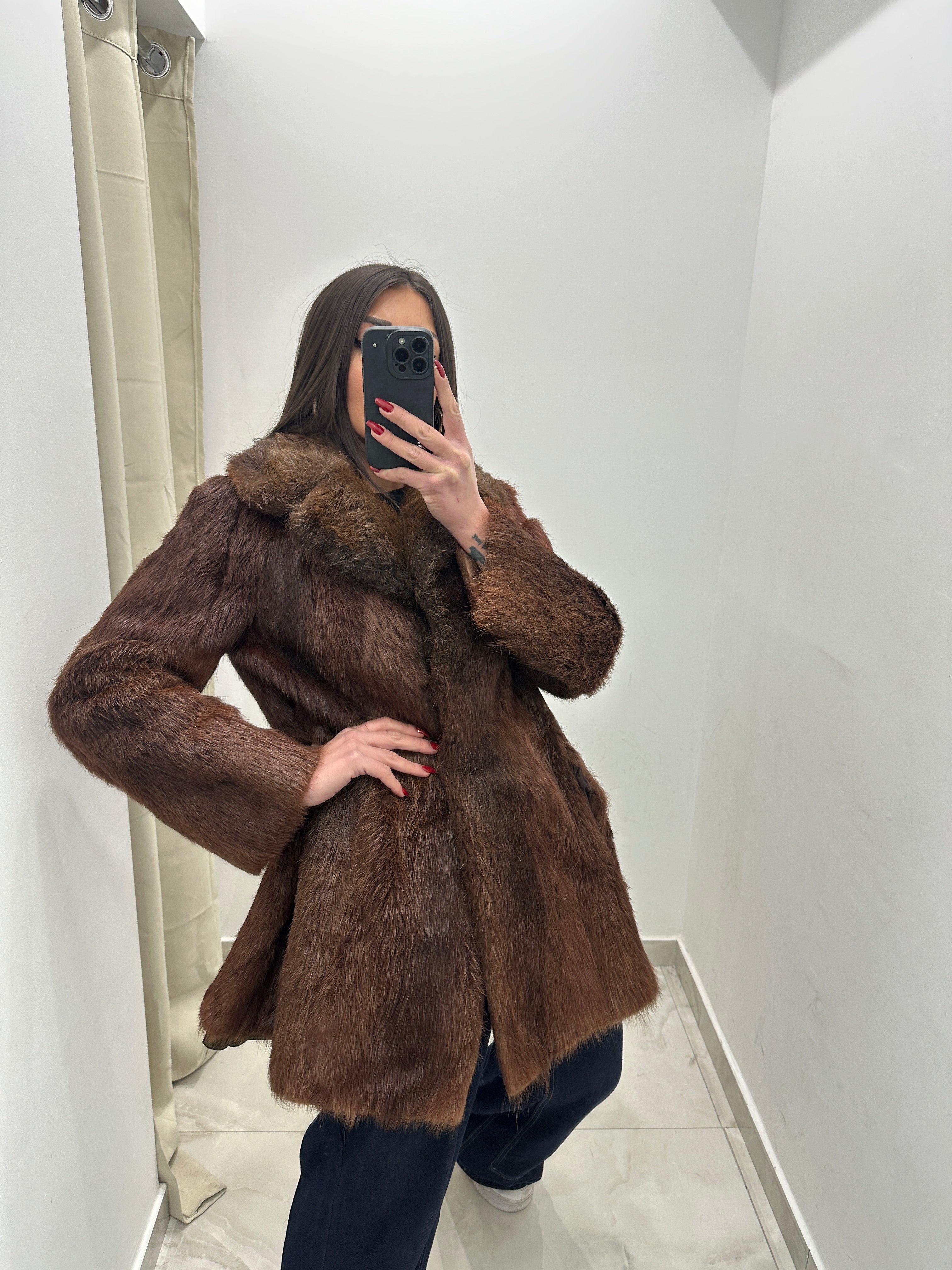 Pelliccia vera vintage marrone