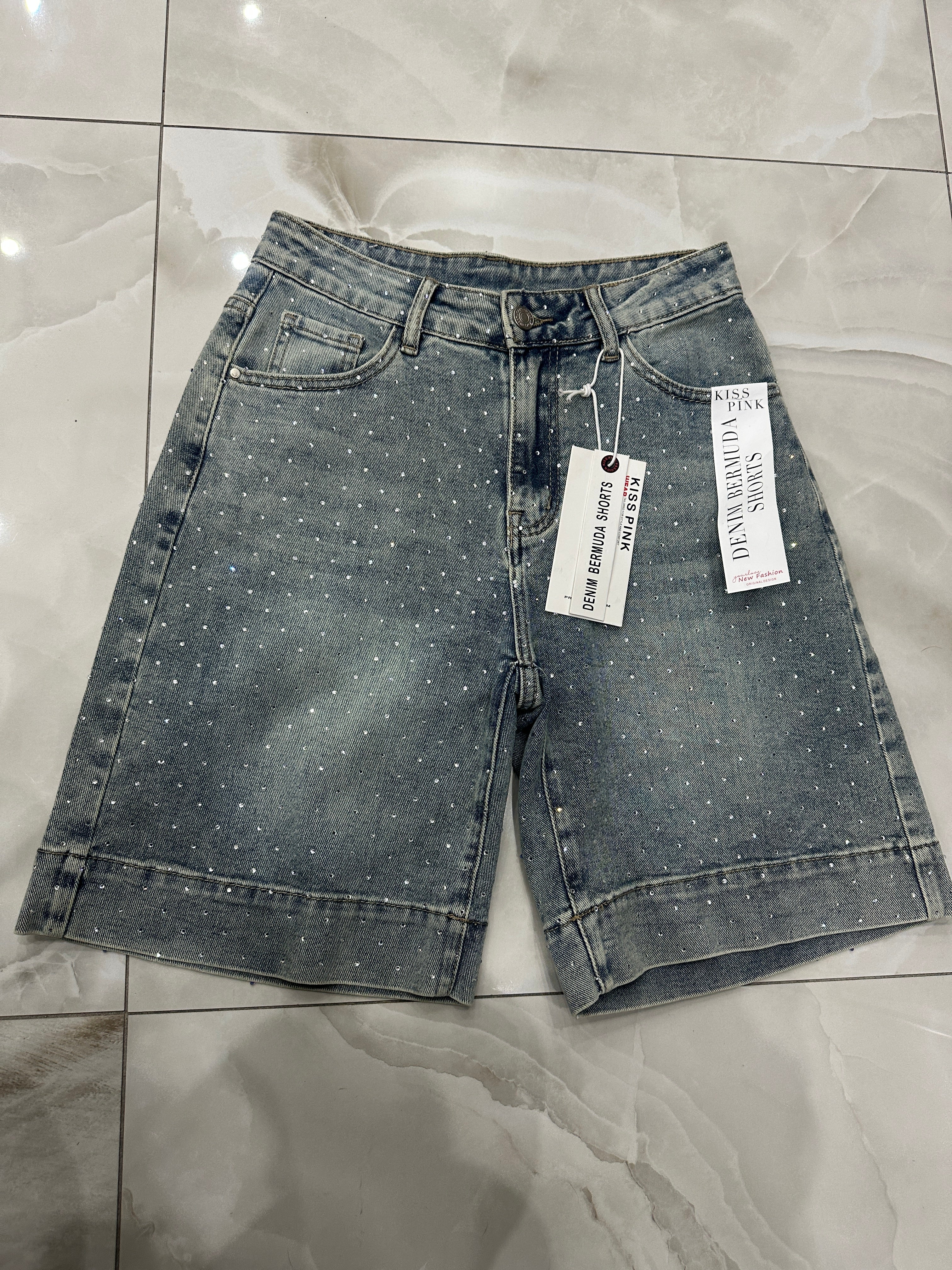 Bermuda jeans Swarovski