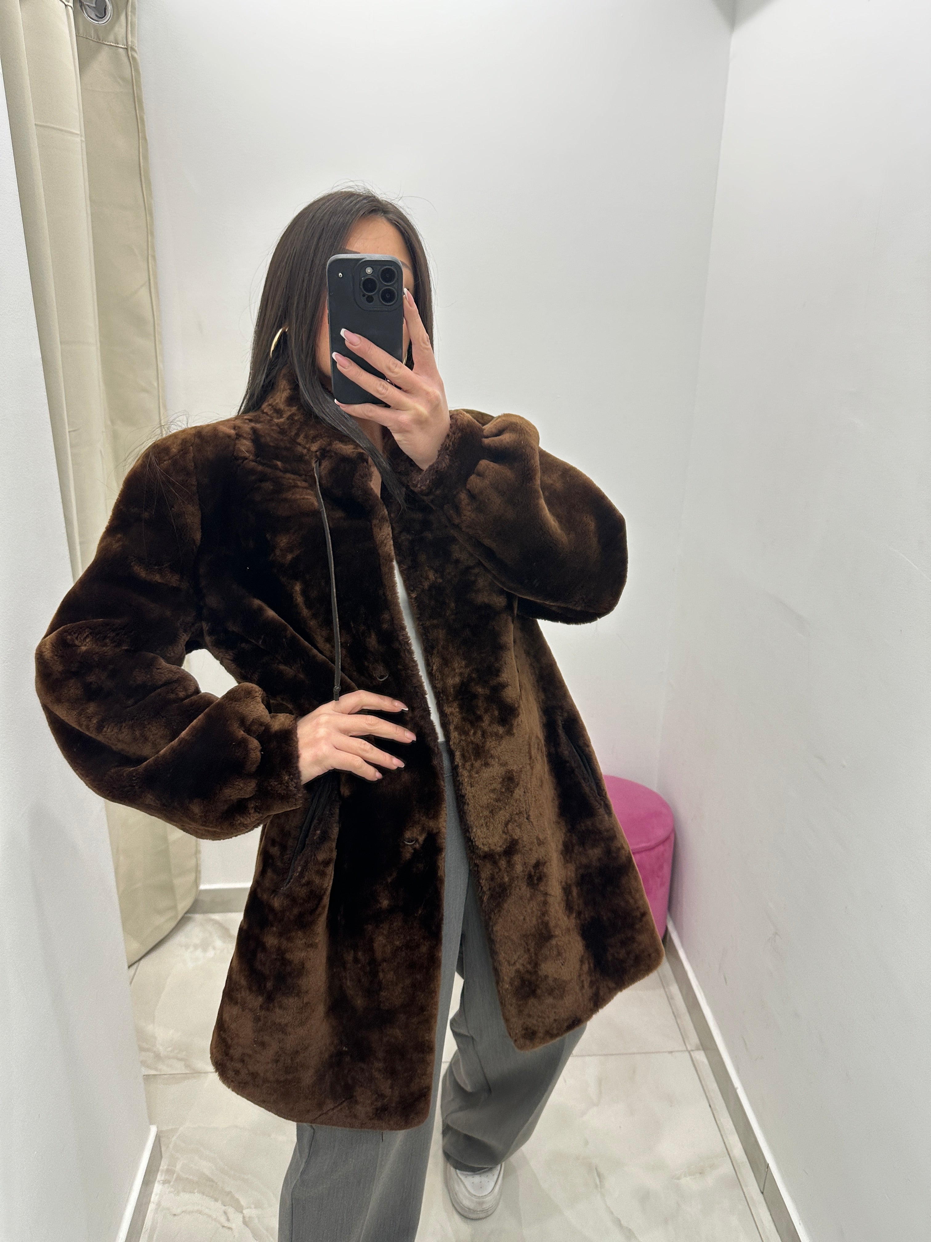 Pelliccia vera vintage in promo marrone