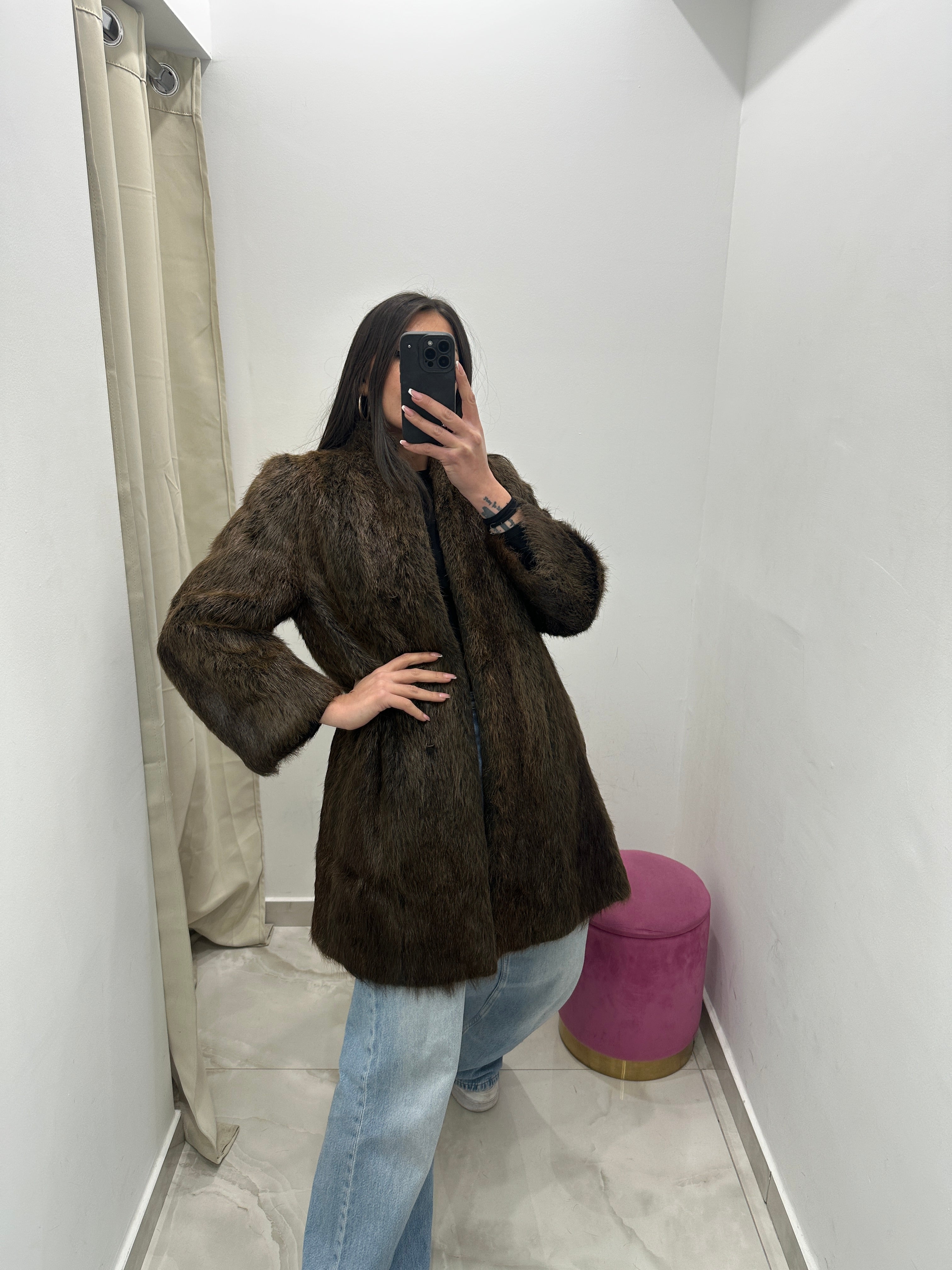 Pelliccia vera vintage marrone