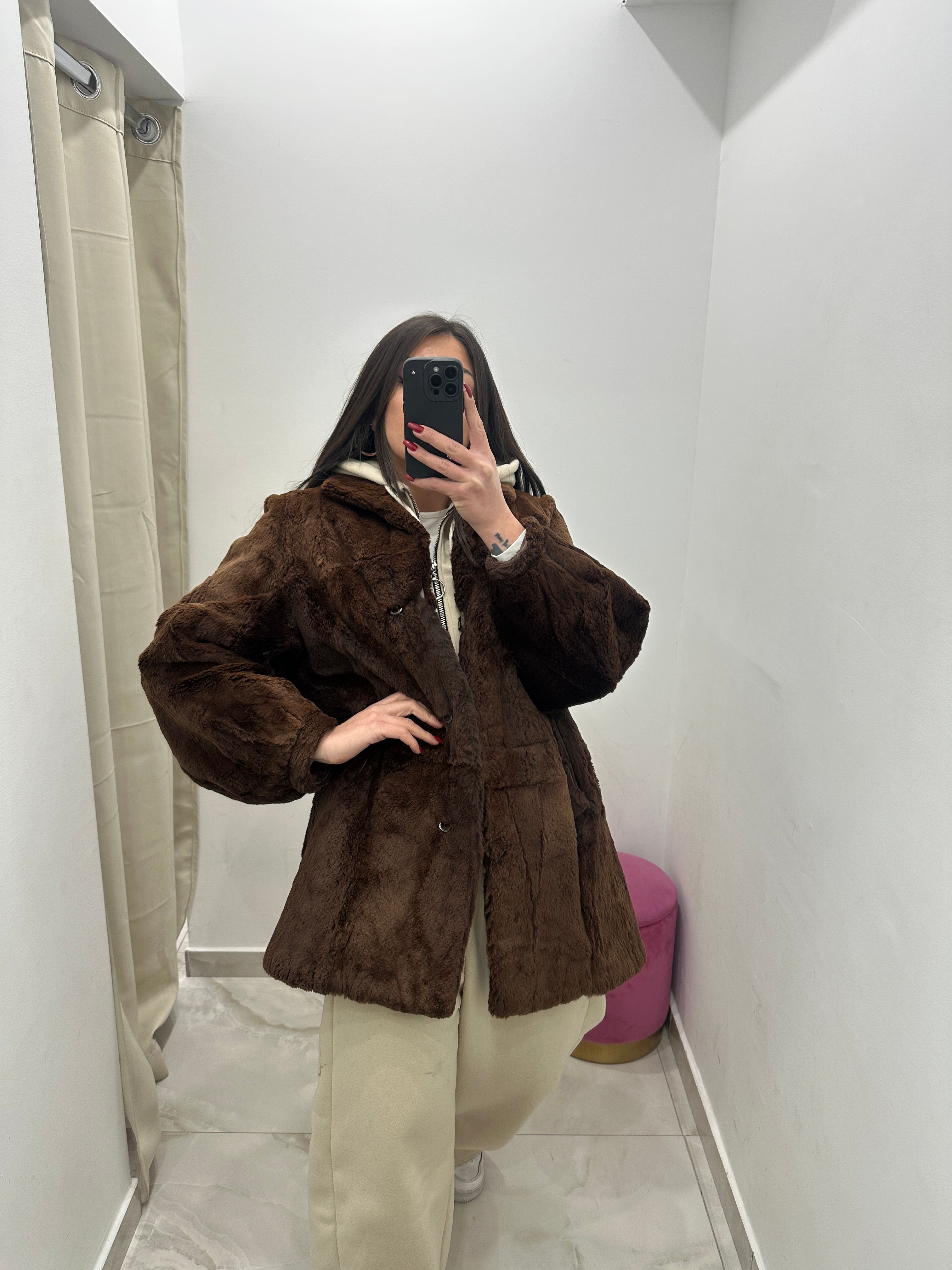 Pelliccia vera vintage marrone