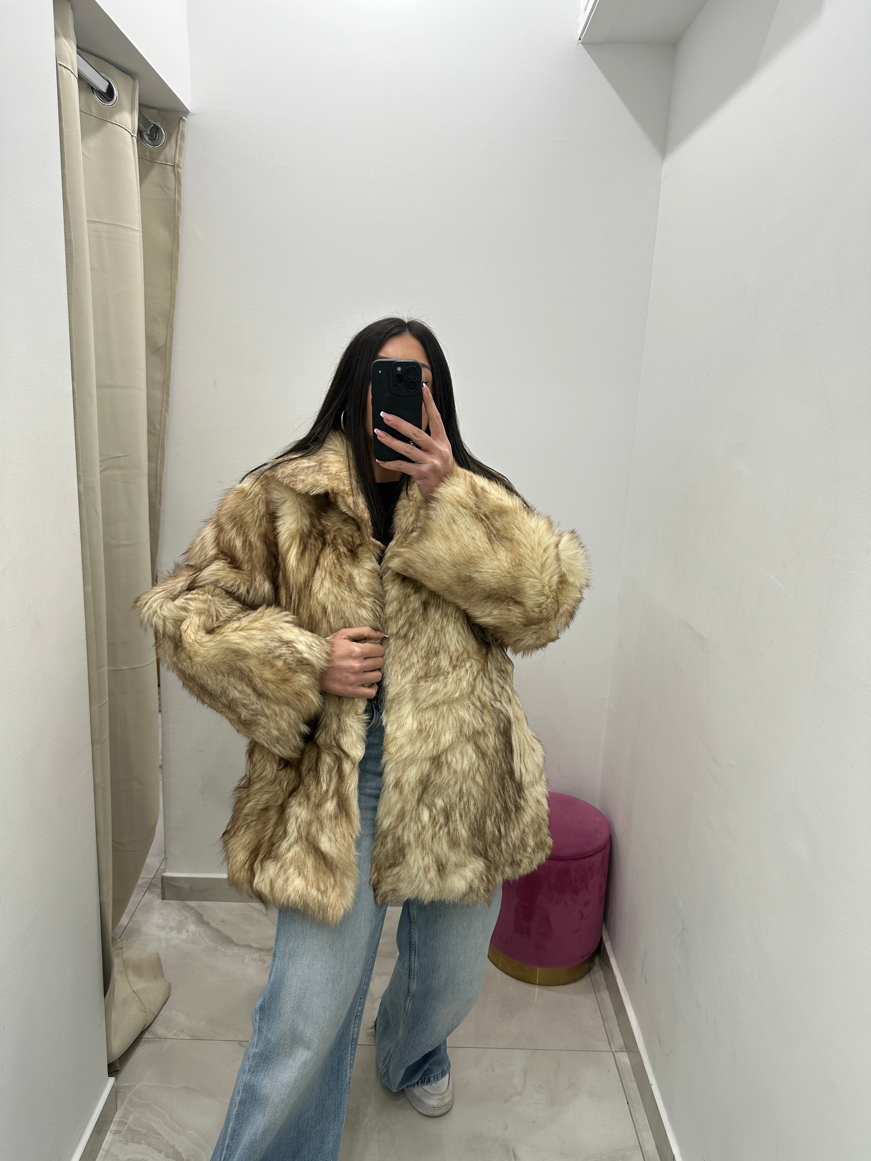 Pelliccia vera vintage panna