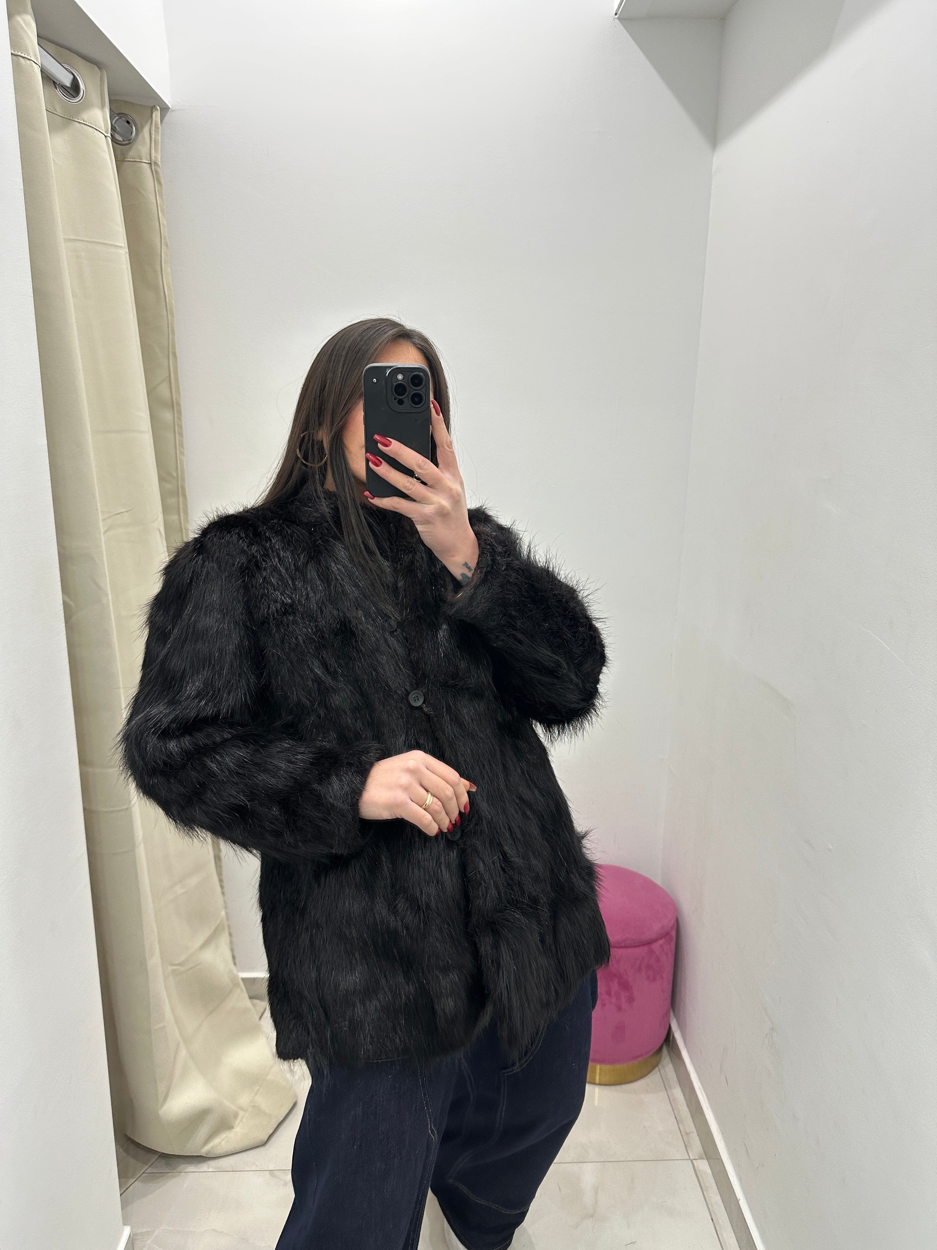 Pelliccia vera vintage nera