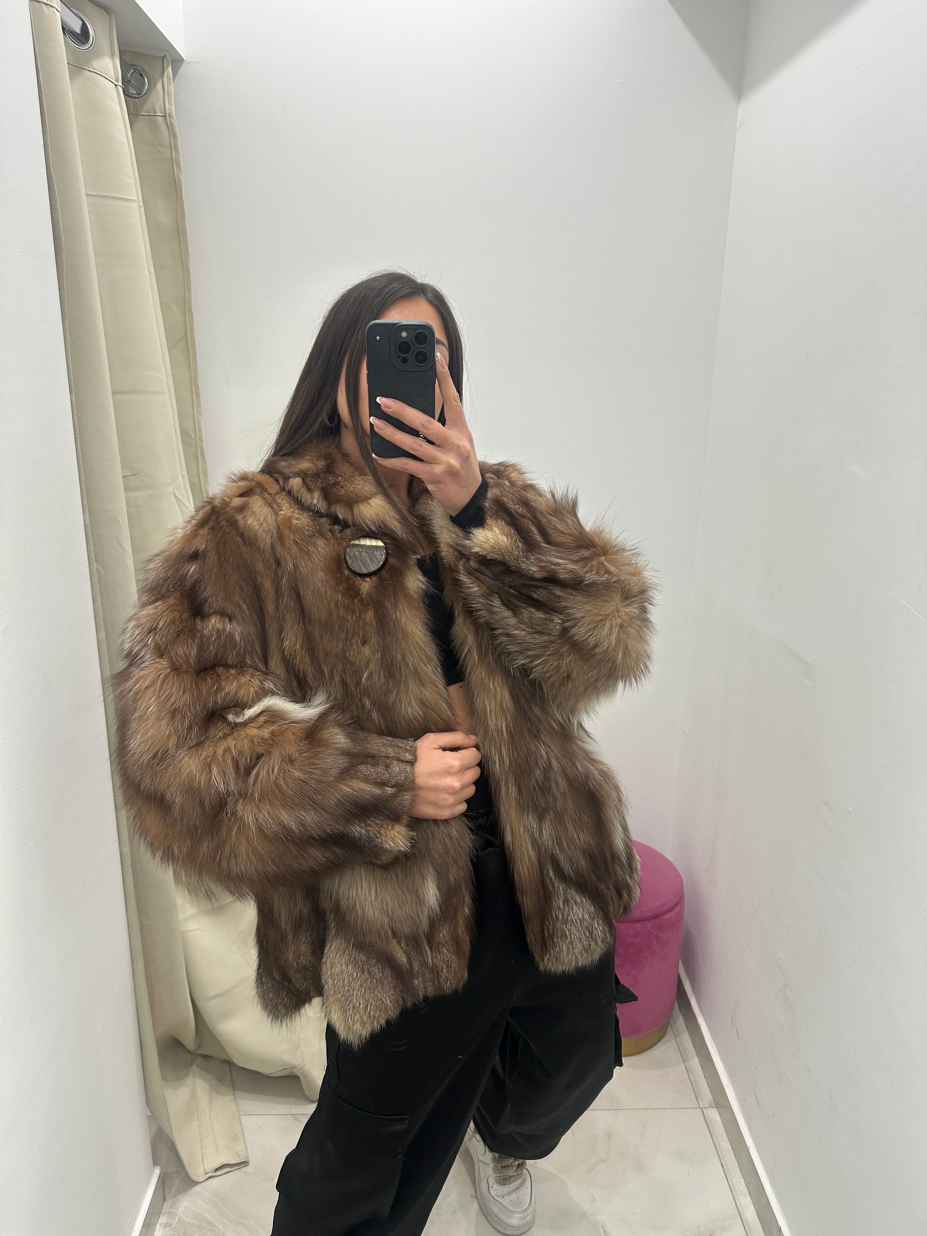 Pelliccia vera vintage volpe bicolor