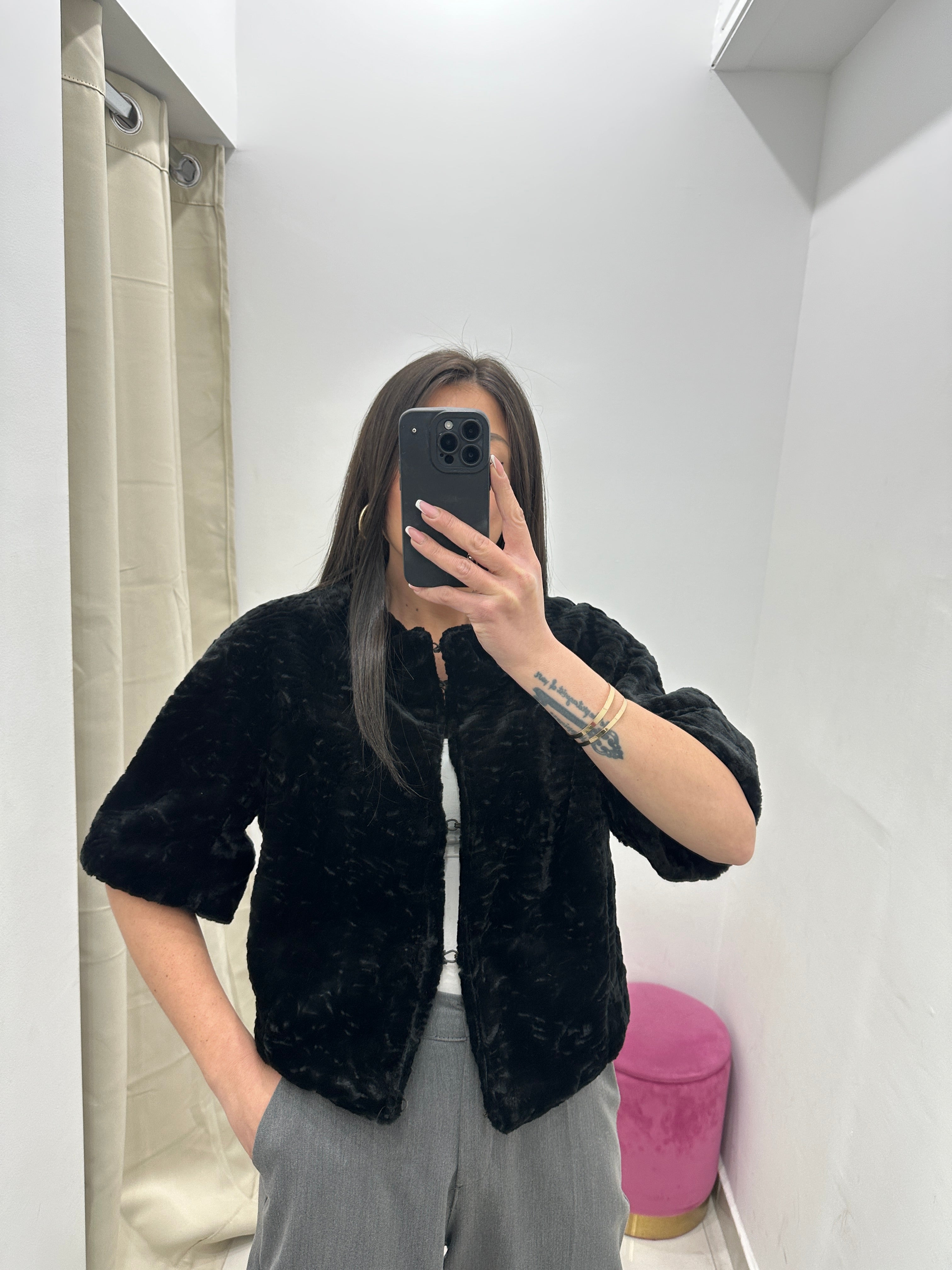 Pelliccia vera vintage in promo nera