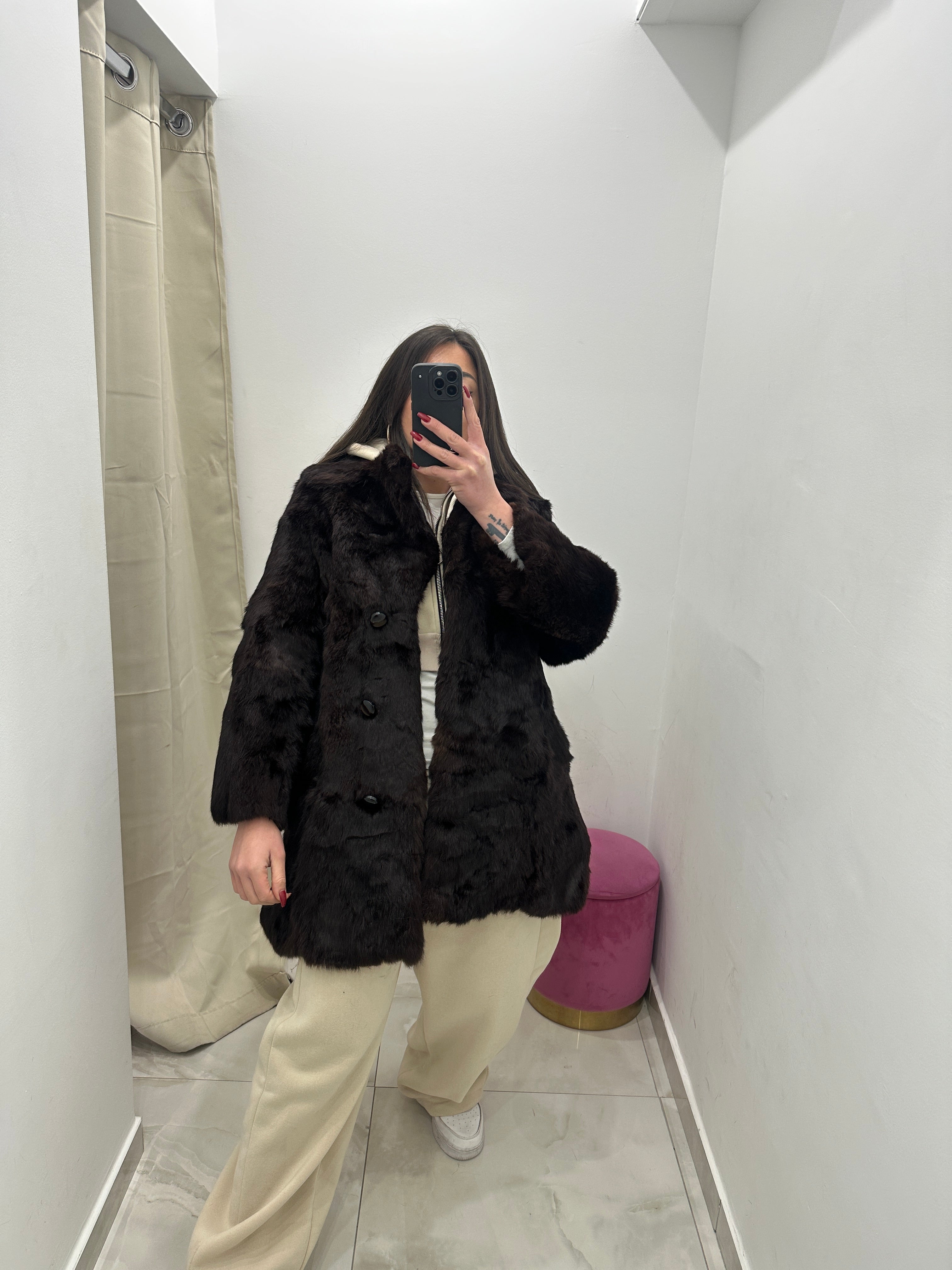 Pelliccia vera vintage marrone scuro