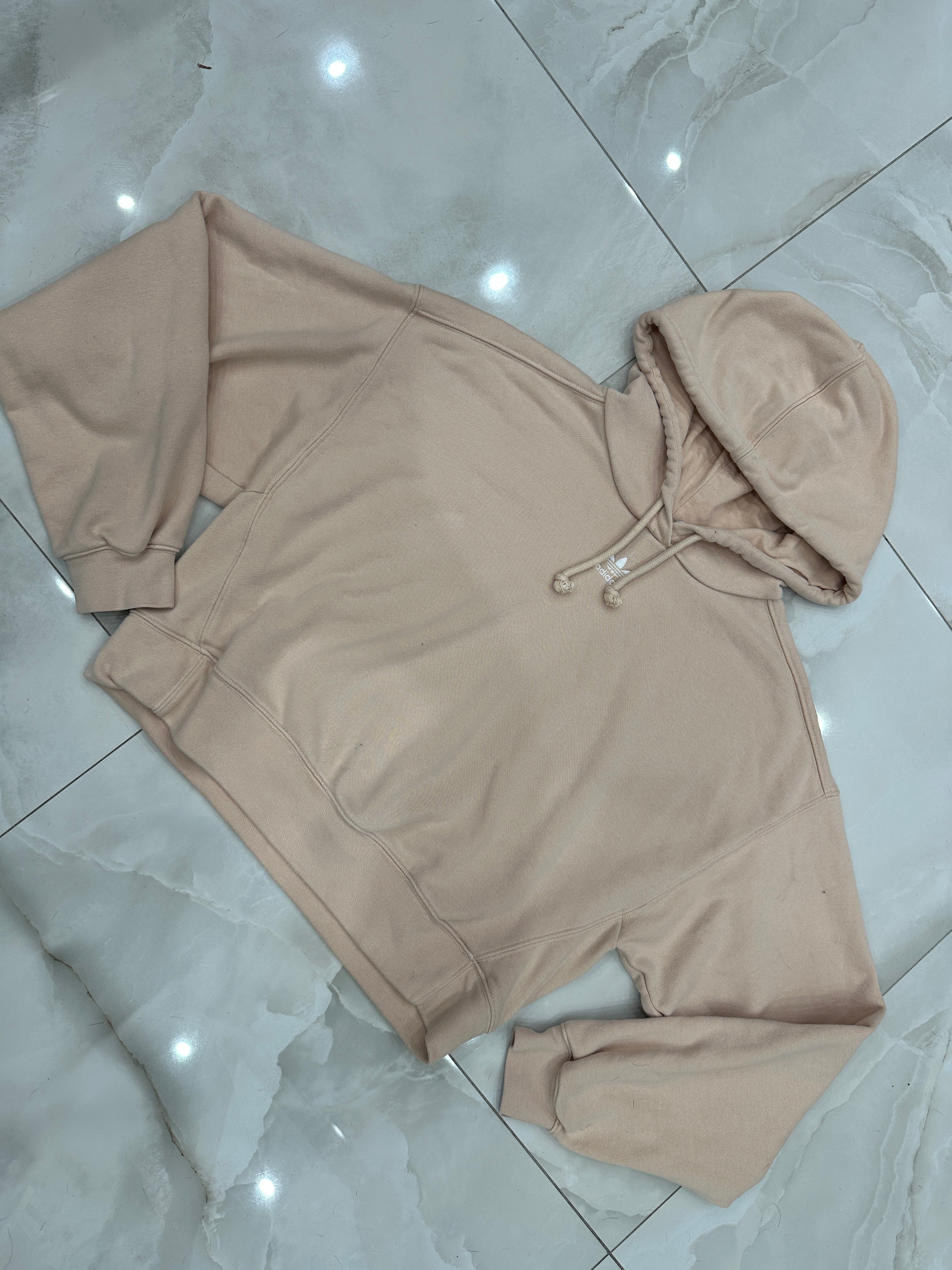 Felpa vintage cipria con cappuccio crop