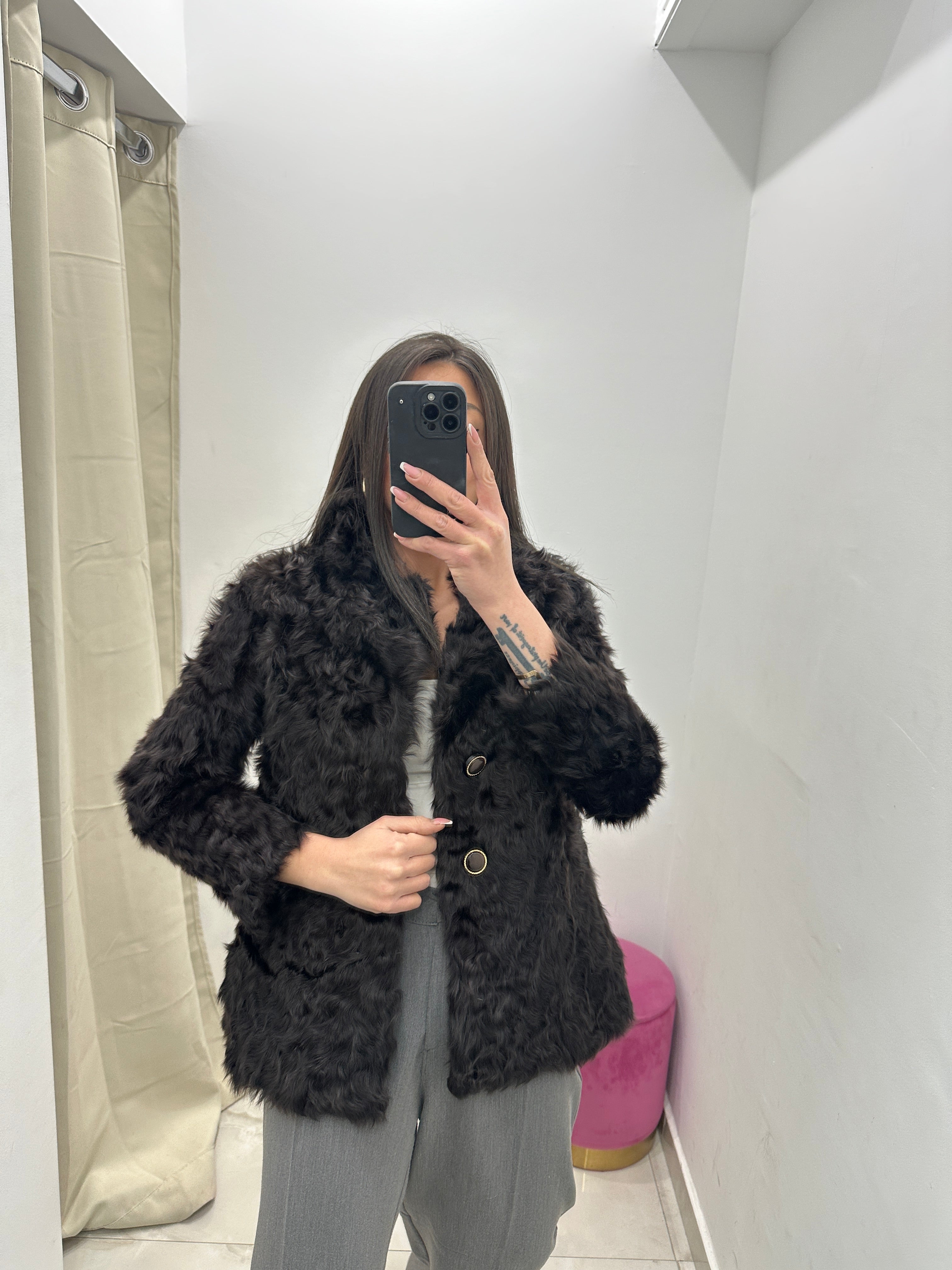 Pelliccia vera vintage in promo nera