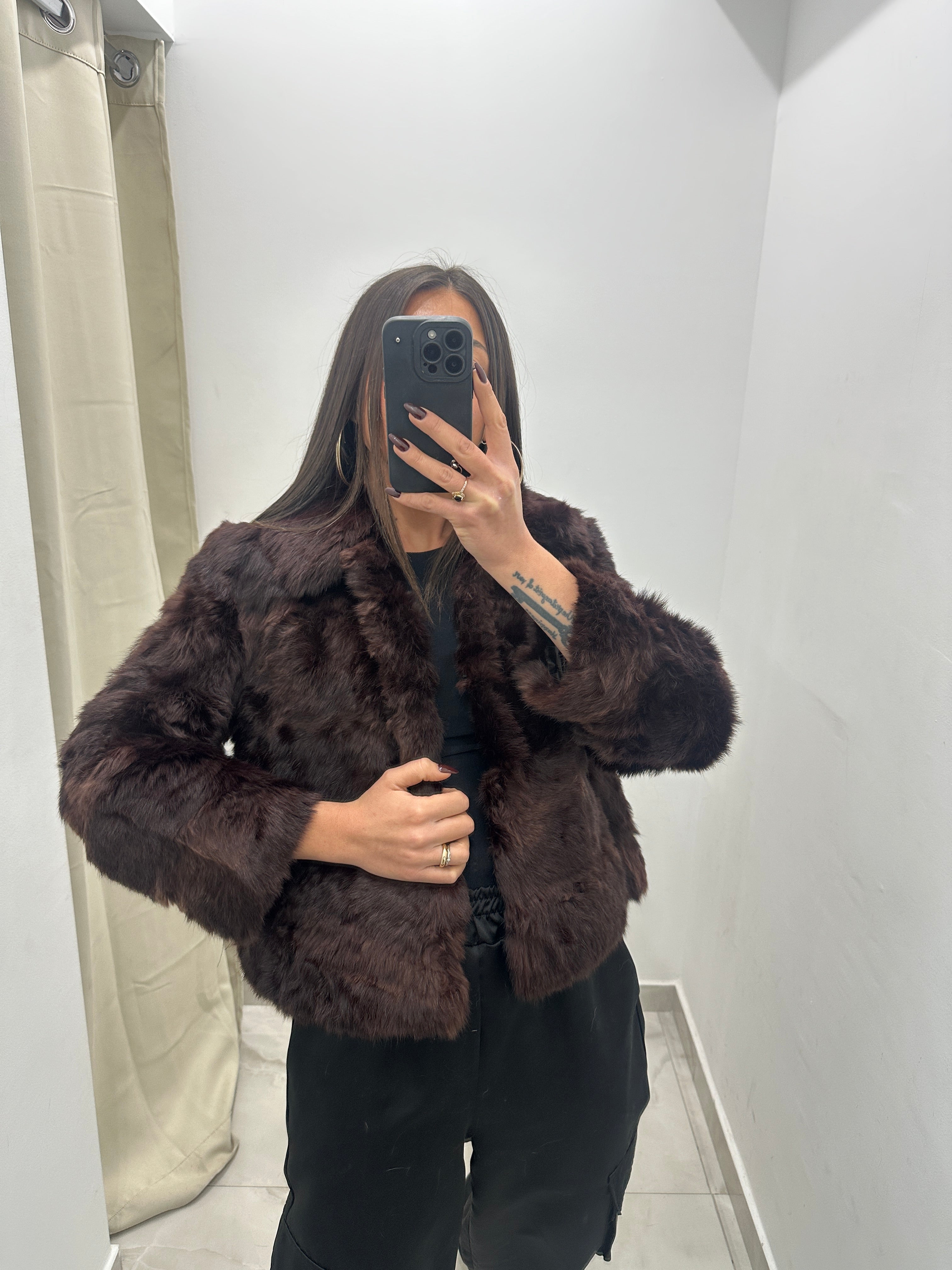 Pelliccia vera vintage marrone corta