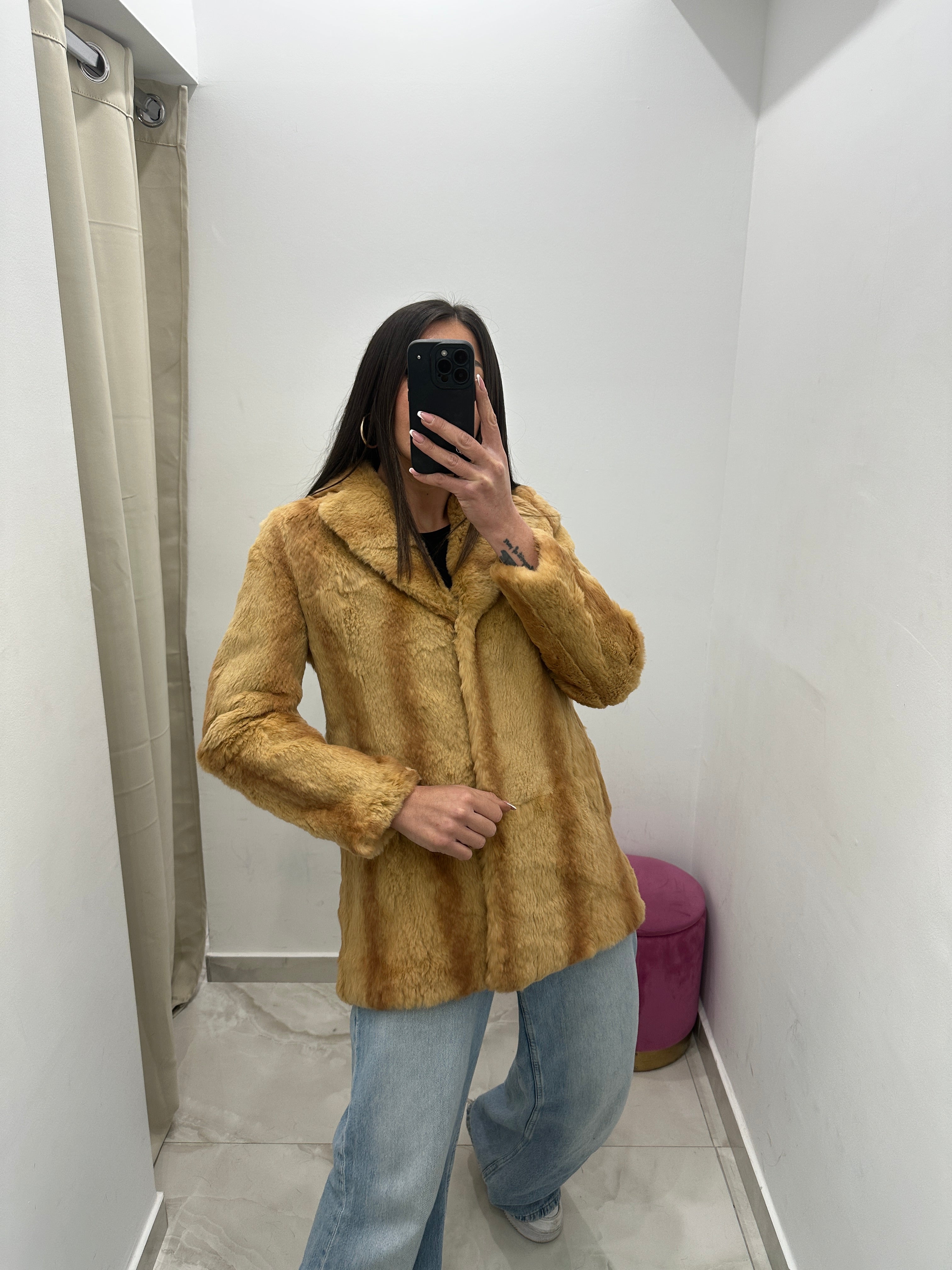 Pelliccia vera vintage miele