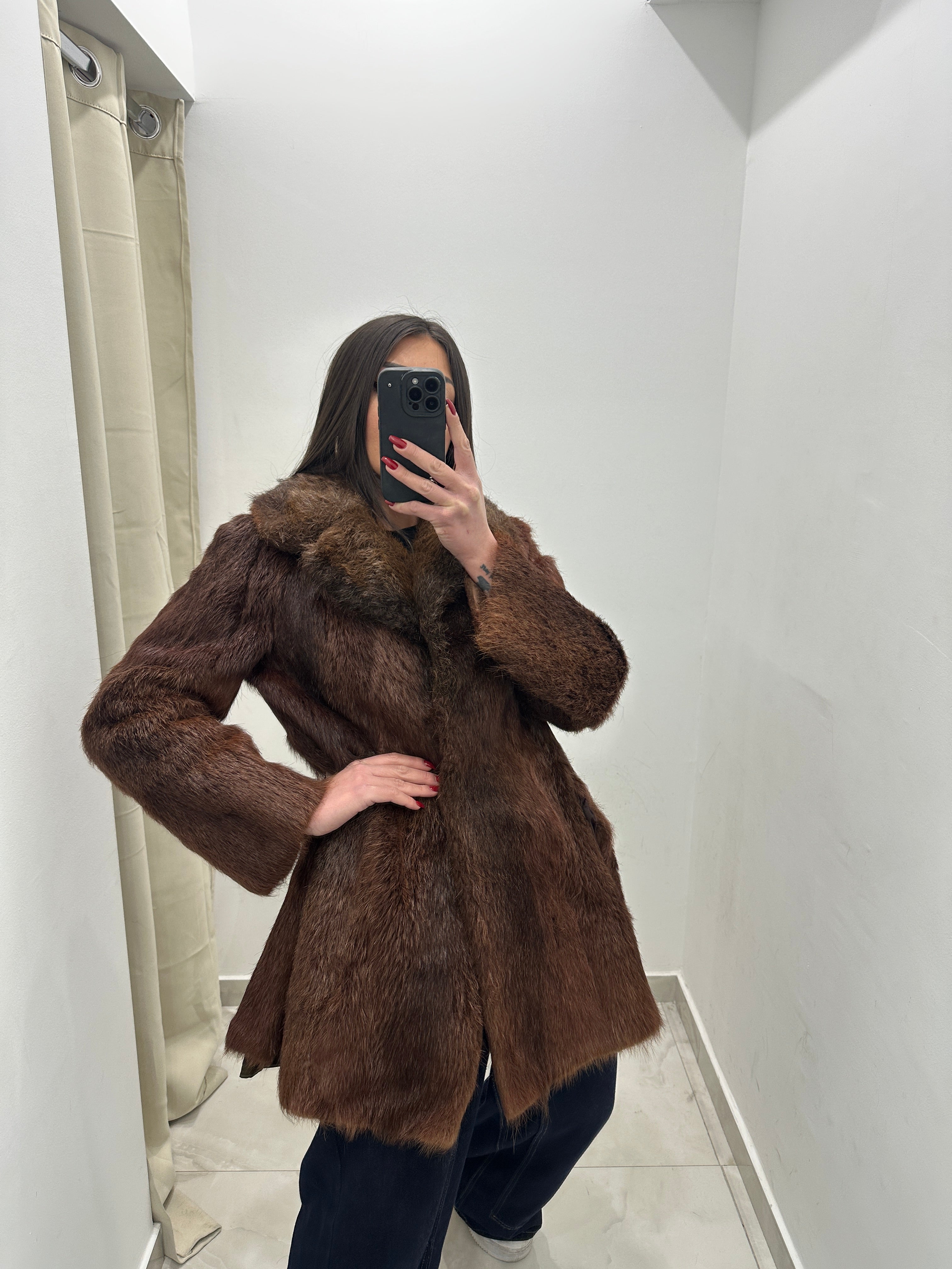Pelliccia vera vintage marrone