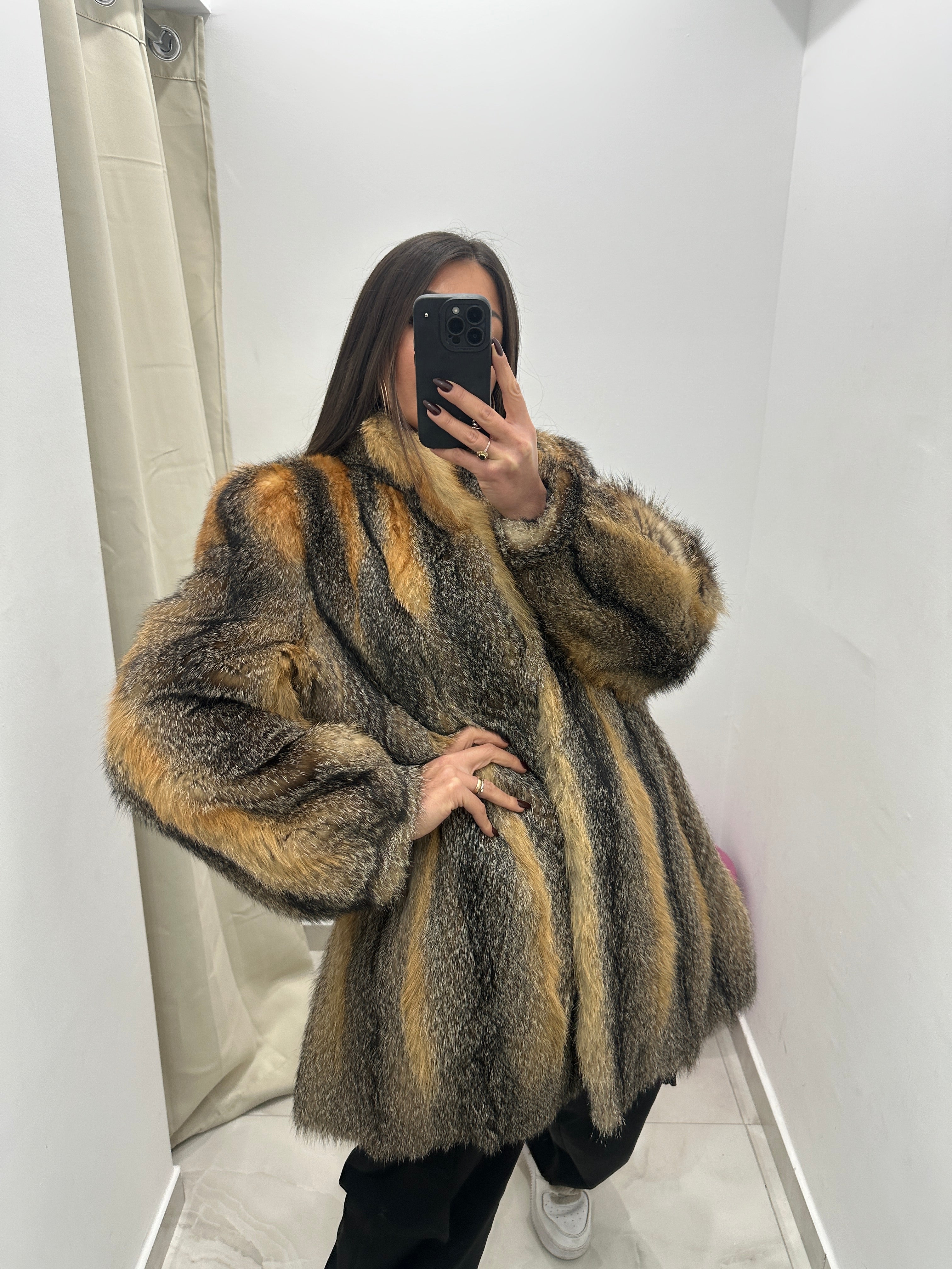 Pelliccia vera vintage bicolor