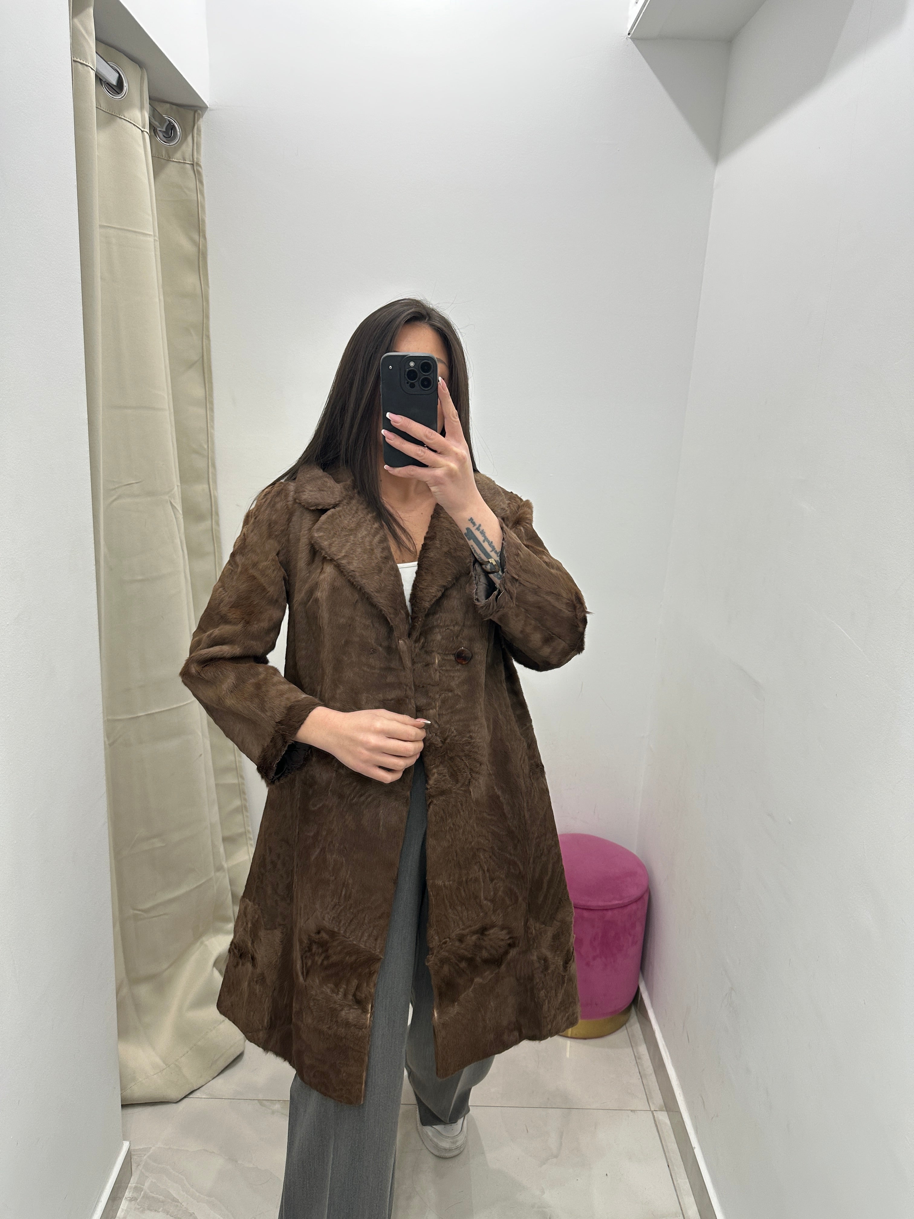 Pelliccia vera vintage in promo marrone